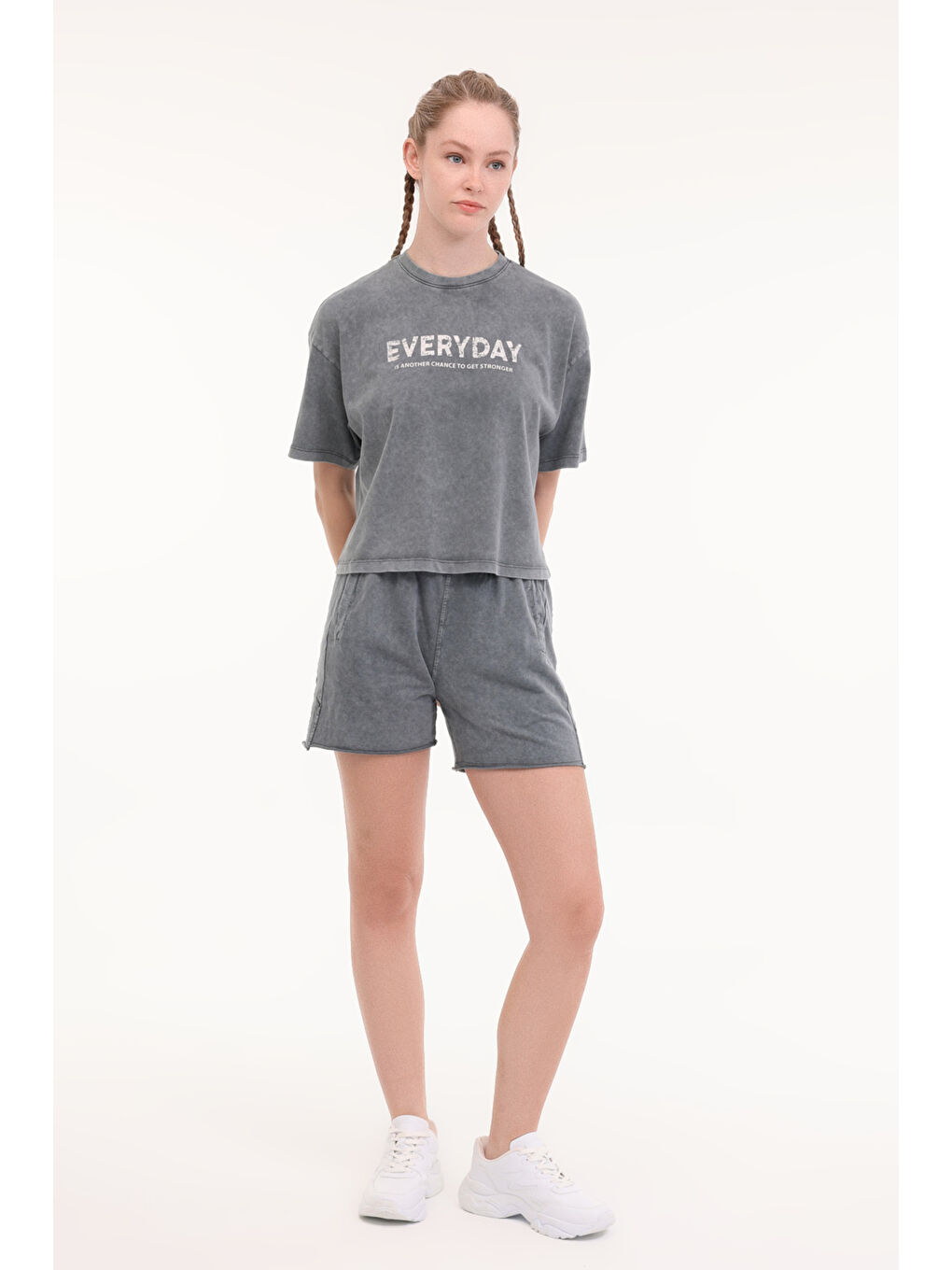 WL KINSEY 20SY785 5FX Gri Kadın Şort-2