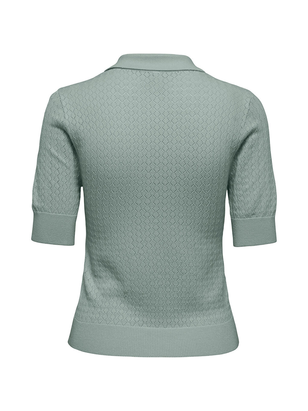 Yeşil Onlmeddi Slim Fit Örme Düğmeli Polo Yaka Kadın T Shirt 15363160-1