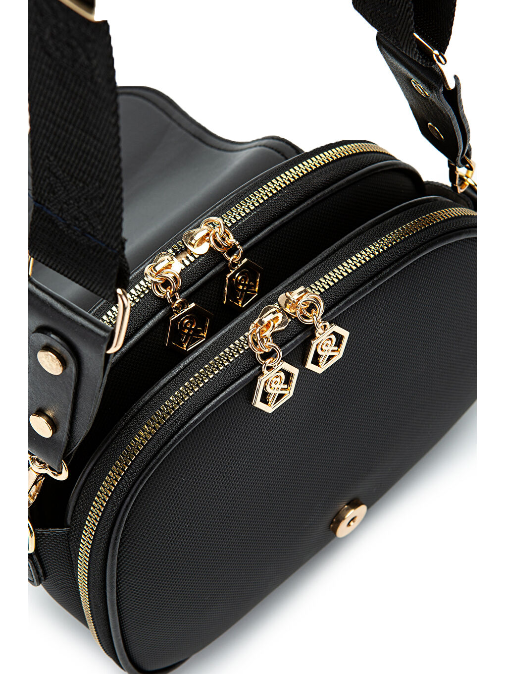 Çok Gözlü Suni Deri Kadın Çapraz Çanta Dave Siyah-3