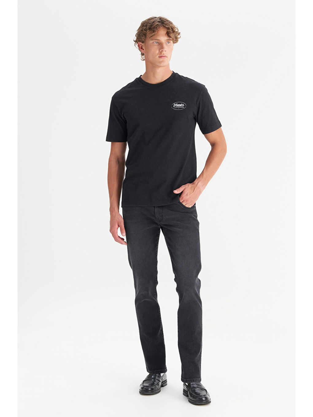 Siyah %100 Pamuk Relaxed Fit Rahat Kesim Bisiklet Yaka Tişört-3