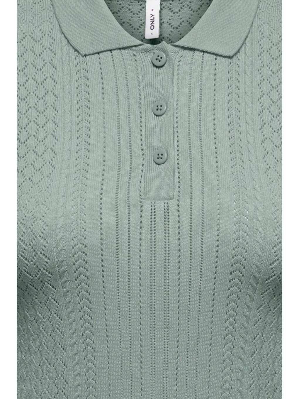 Yeşil Onlmeddi Slim Fit Örme Düğmeli Polo Yaka Kadın T Shirt 15363160-2