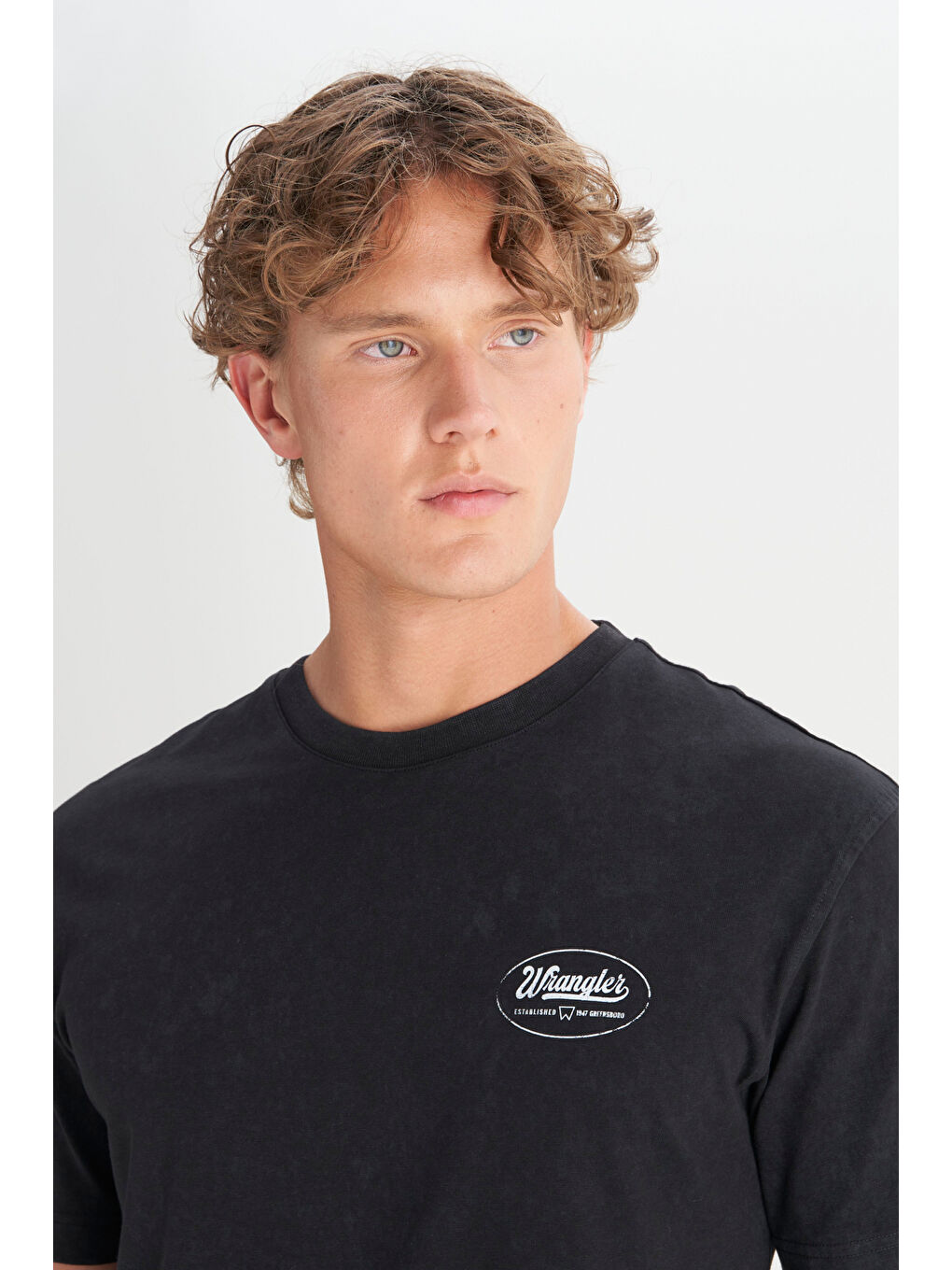 Siyah %100 Pamuk Relaxed Fit Rahat Kesim Bisiklet Yaka Tişört-4