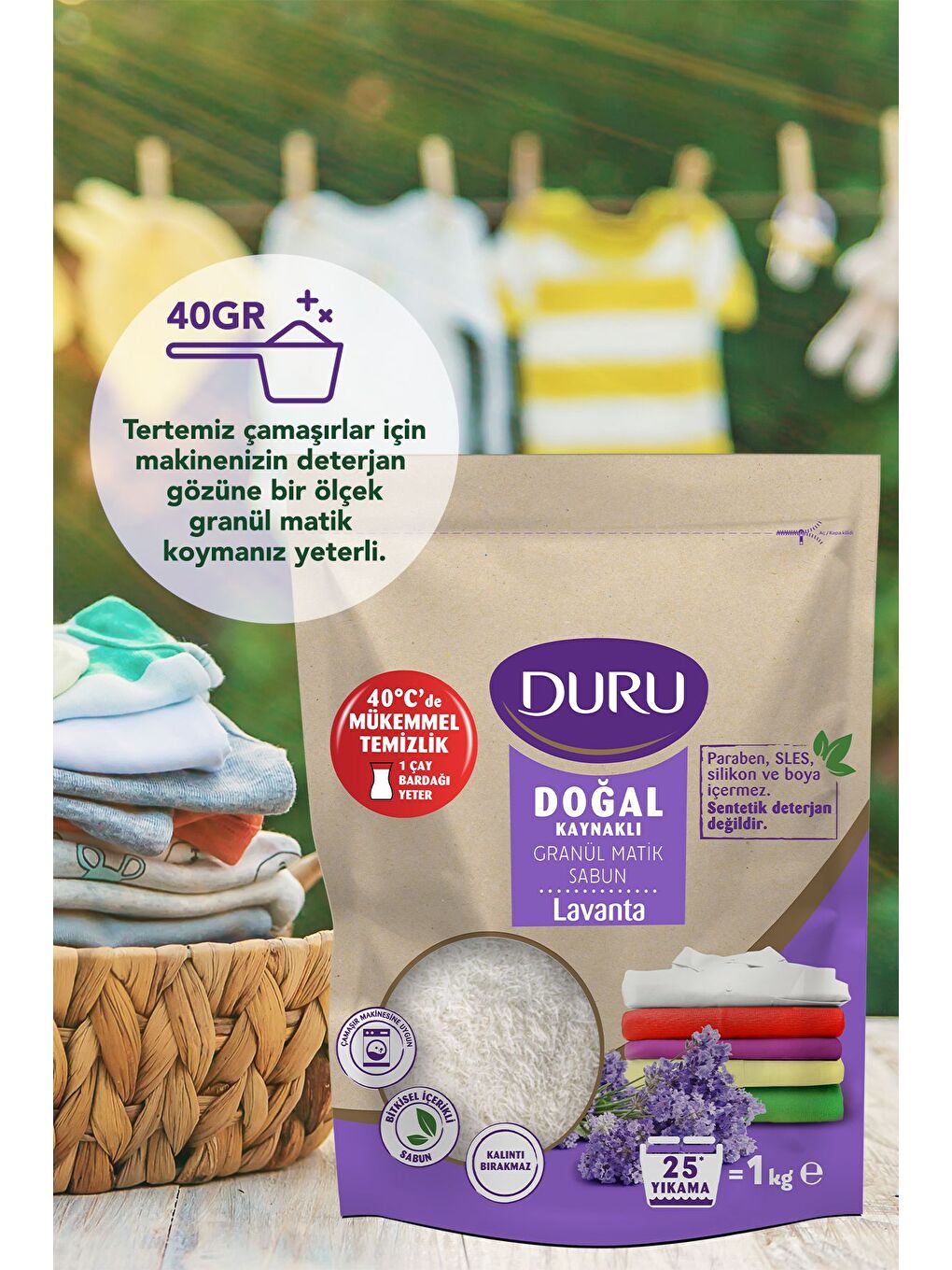 Duru Beyaz Granül Matik Sabun Lavanta 3 x 1 kg - 1