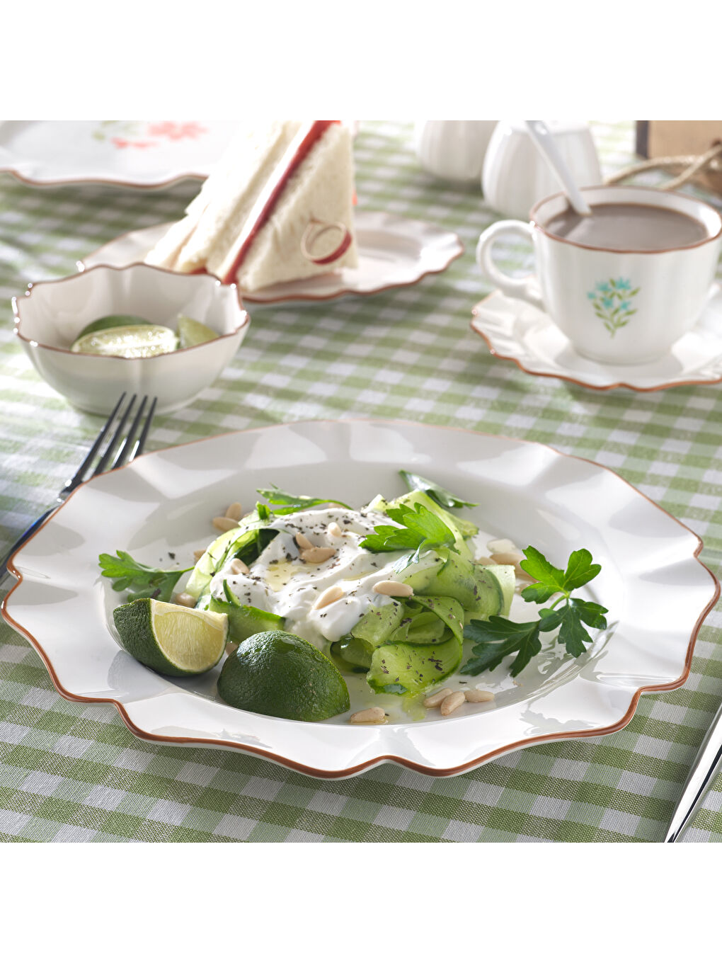 Beyaz Fiora Kahvaltı Takımı 32 Parça-Çiçekli-2