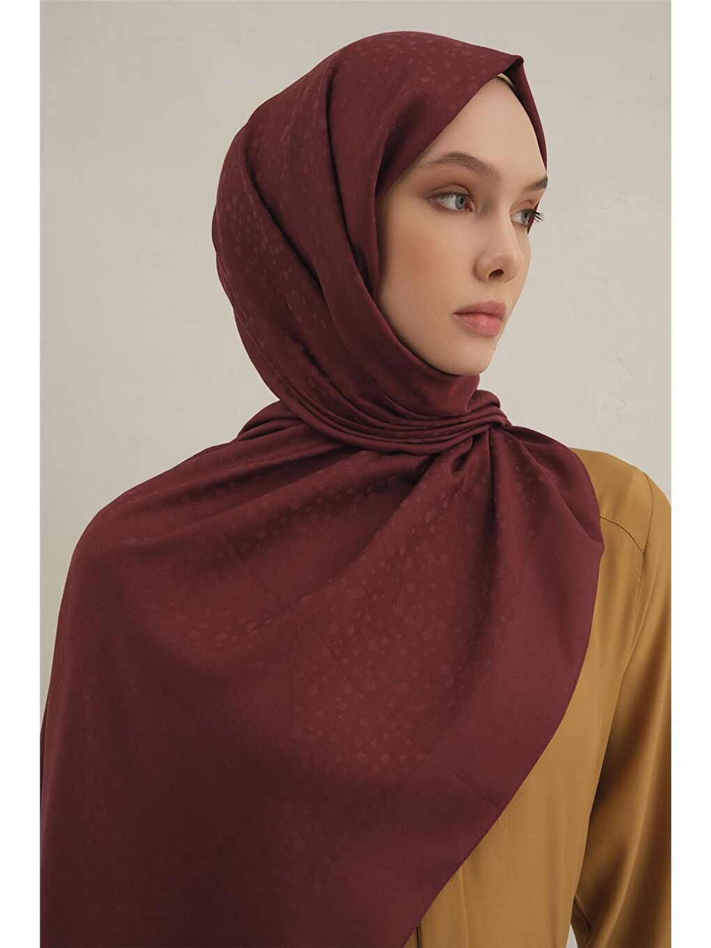 Bordo Damla Desen Bambu Pamuk Şal 32-2