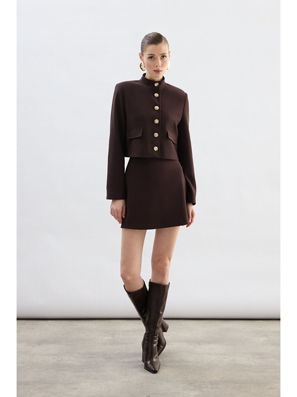 Kahverengi Kısa Şort Etek - Kahve-1