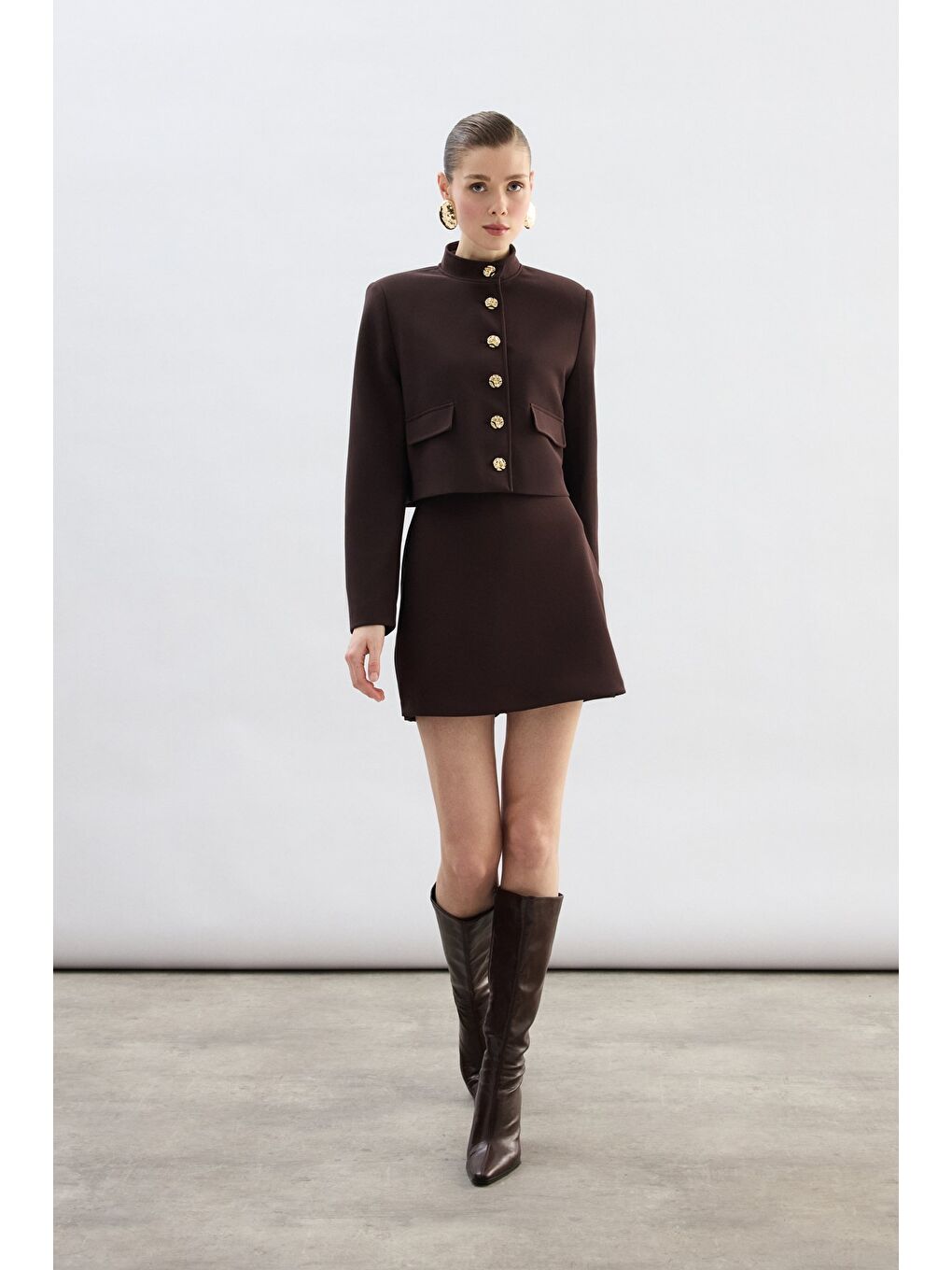 Kahverengi Kısa Şort Etek - Kahve-2