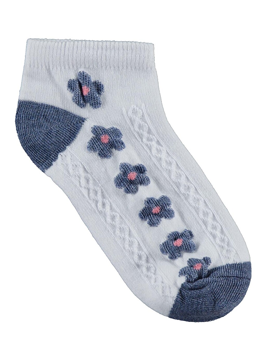 Beyaz Girls Flowers 3'lü 2-12 Yaş Kız Çocuk Patik Çorap - Standart-2
