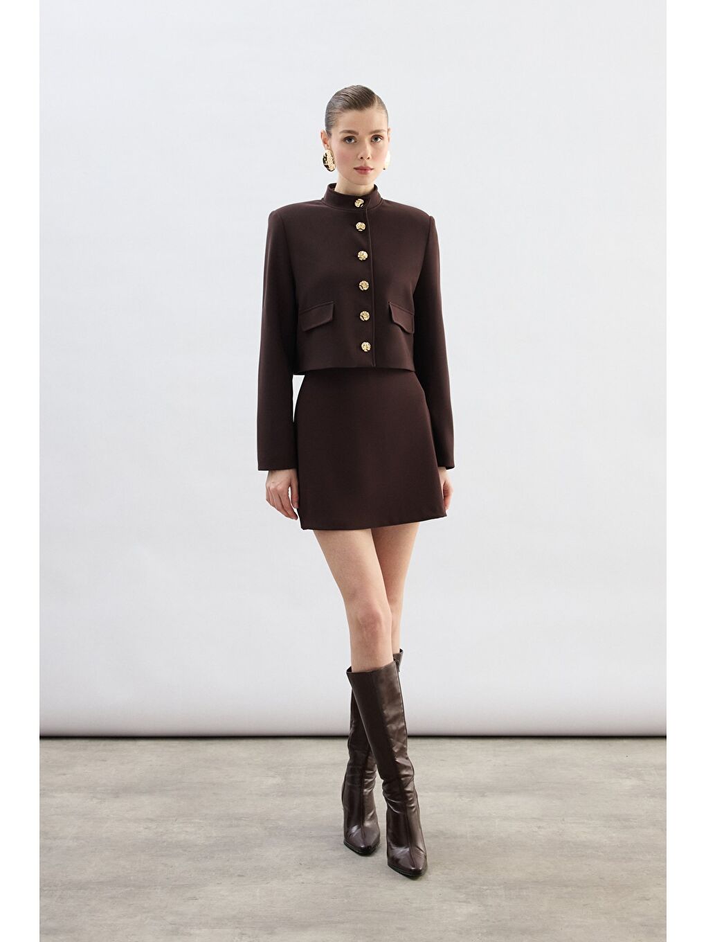 Kahverengi Kısa Şort Etek - Kahve-3