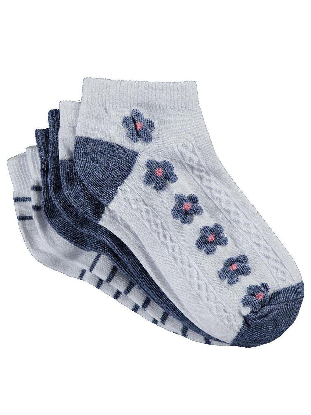 Beyaz Girls Flowers 3'lü 2-12 Yaş Kız Çocuk Patik Çorap - Standart-4