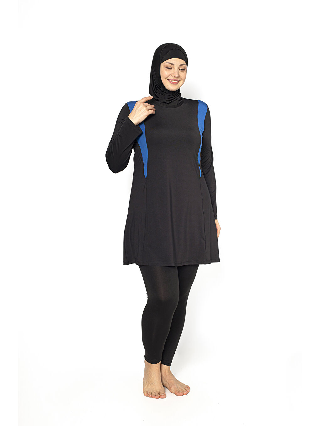 Siyah Garnili Tam Kapalı Büyük Beden Tesettür Mayo 5410-1