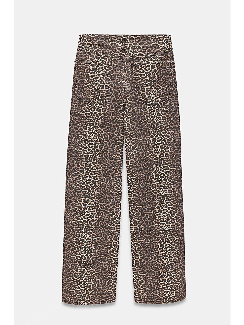 Siyah Kadın Leopar Desenli Yüksek Bel Wide Leg Jean Pantolon - Wild Look-6