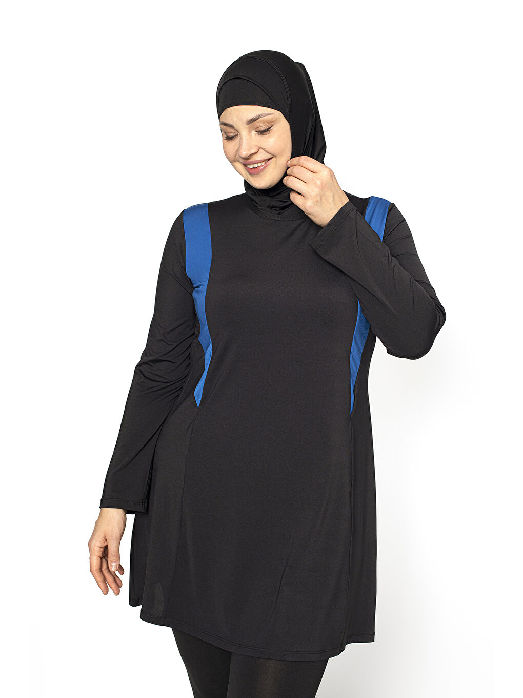 Siyah Garnili Tam Kapalı Büyük Beden Tesettür Mayo 5410-2