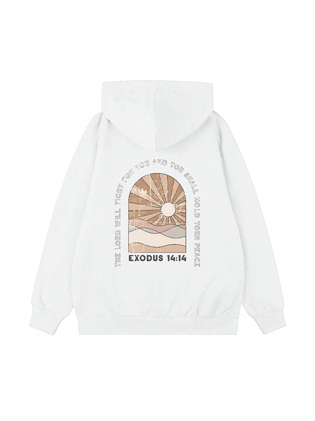 Kadın Beyaz Exodus Düz Oversize Kapüşonlu Sweatshirt Hoodie-1