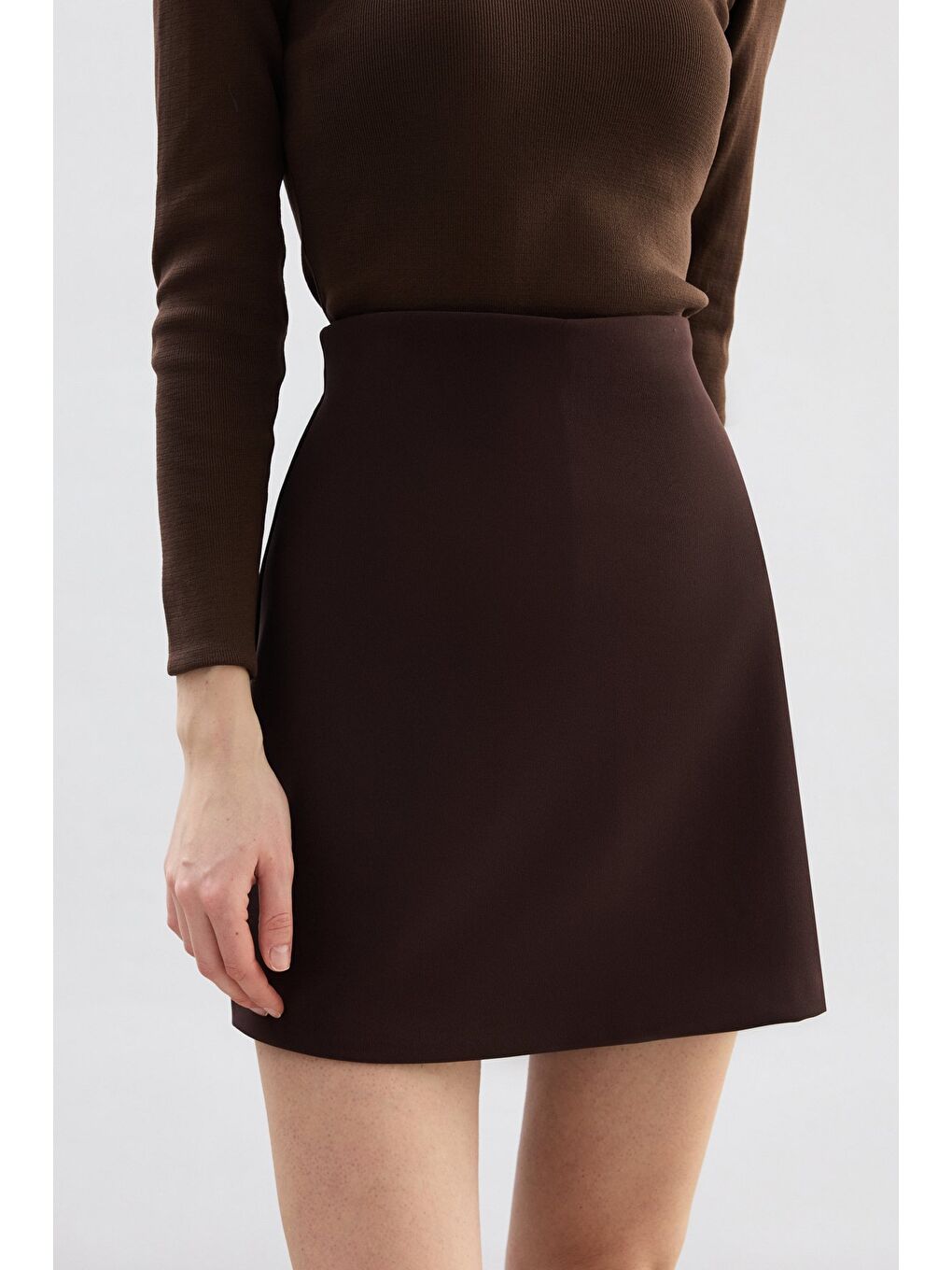 Kahverengi Kısa Şort Etek - Kahve-5