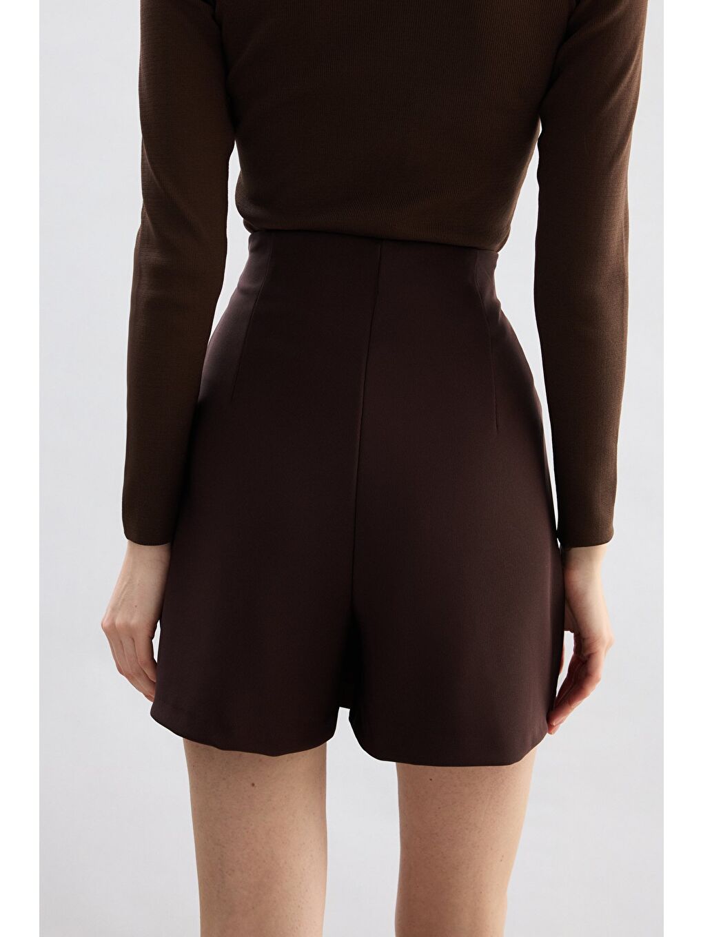 Kahverengi Kısa Şort Etek - Kahve-6