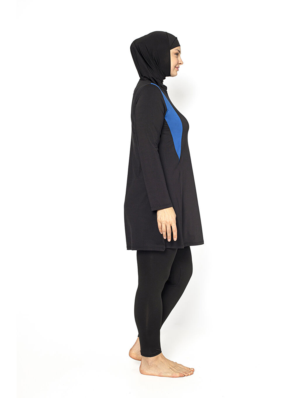 Siyah Garnili Tam Kapalı Büyük Beden Tesettür Mayo 5410-3