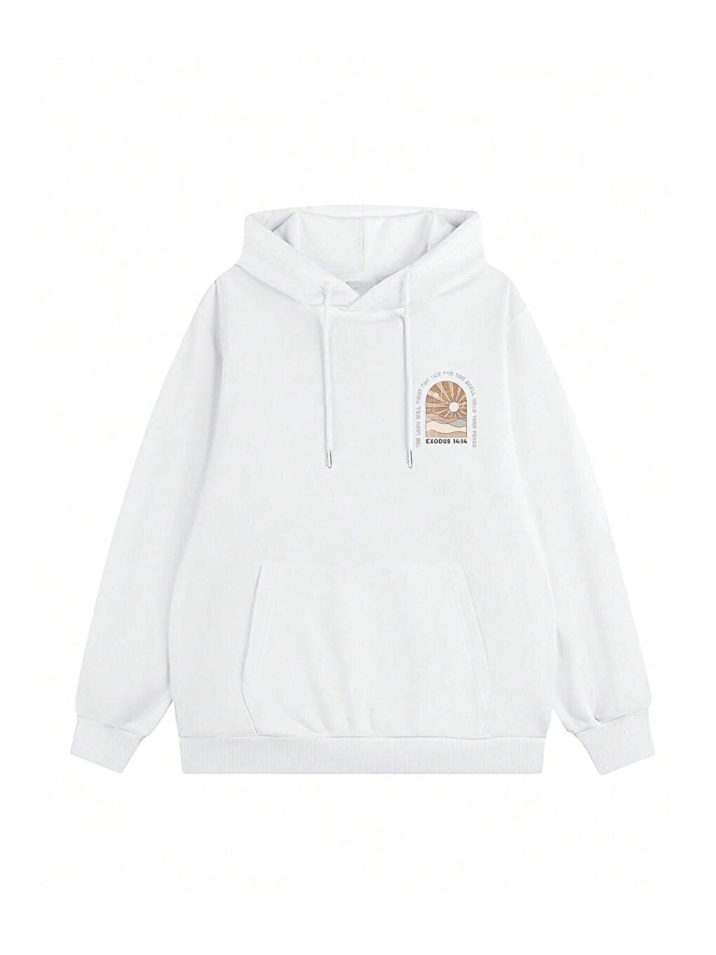 Kadın Beyaz Exodus Düz Oversize Kapüşonlu Sweatshirt Hoodie-2