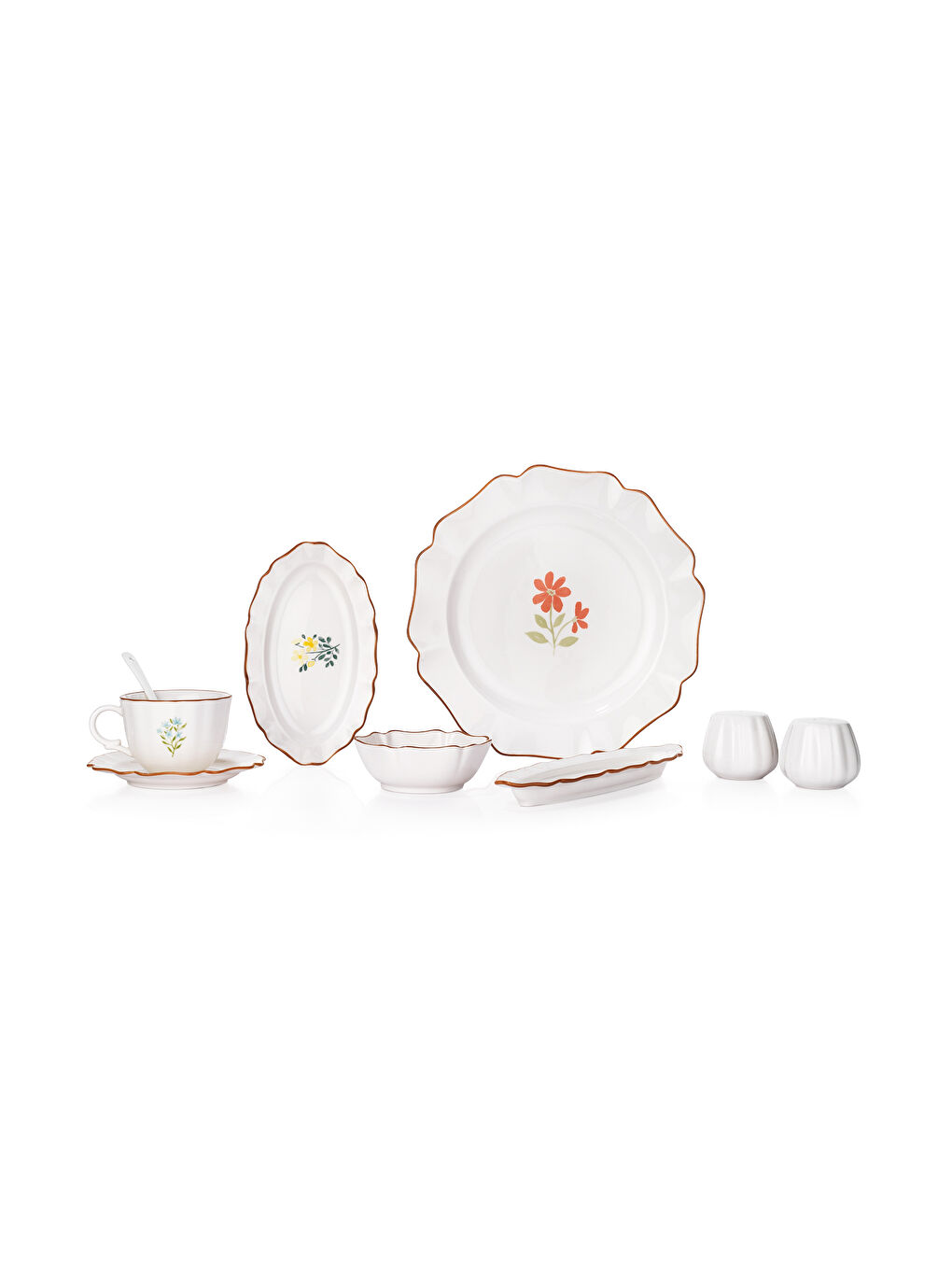 Beyaz Fiora Kahvaltı Takımı 32 Parça-Çiçekli-3