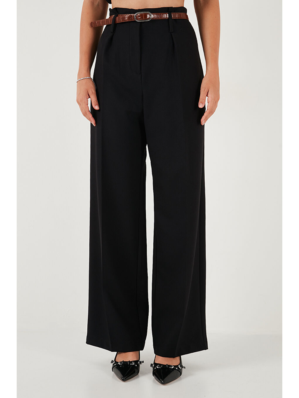 Siyah Wide Leg Yüksek Bel Geniş Paça Palazzo Pantolon 65271262-1