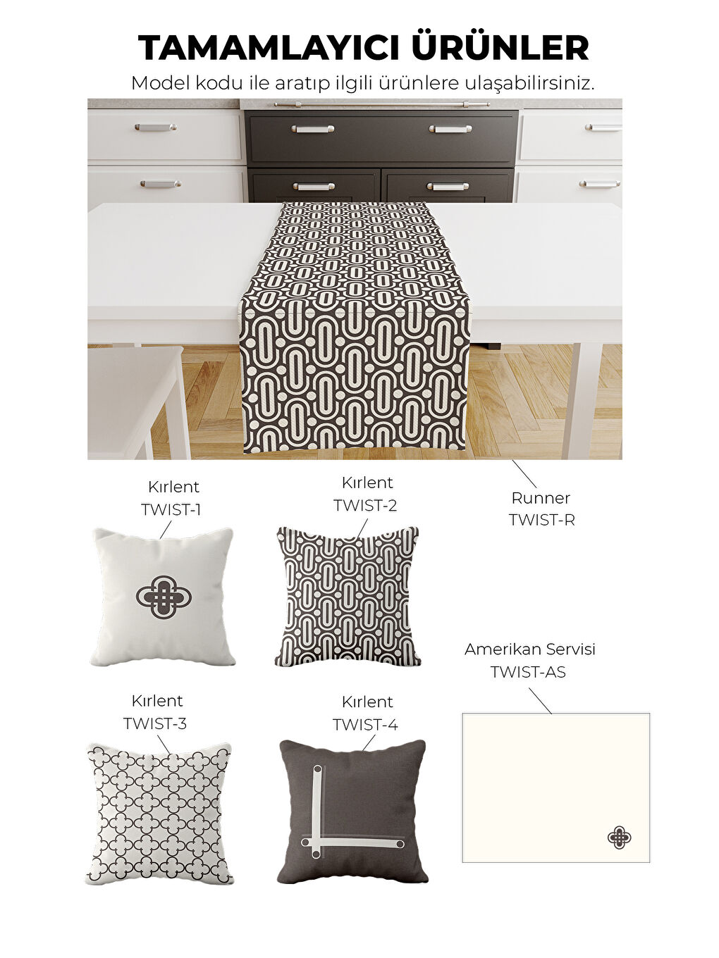 Twist Modern Geometrik Desenli 4’lü Dekoratif Kırlent Kılıfı Seti Bej–Kahve-2