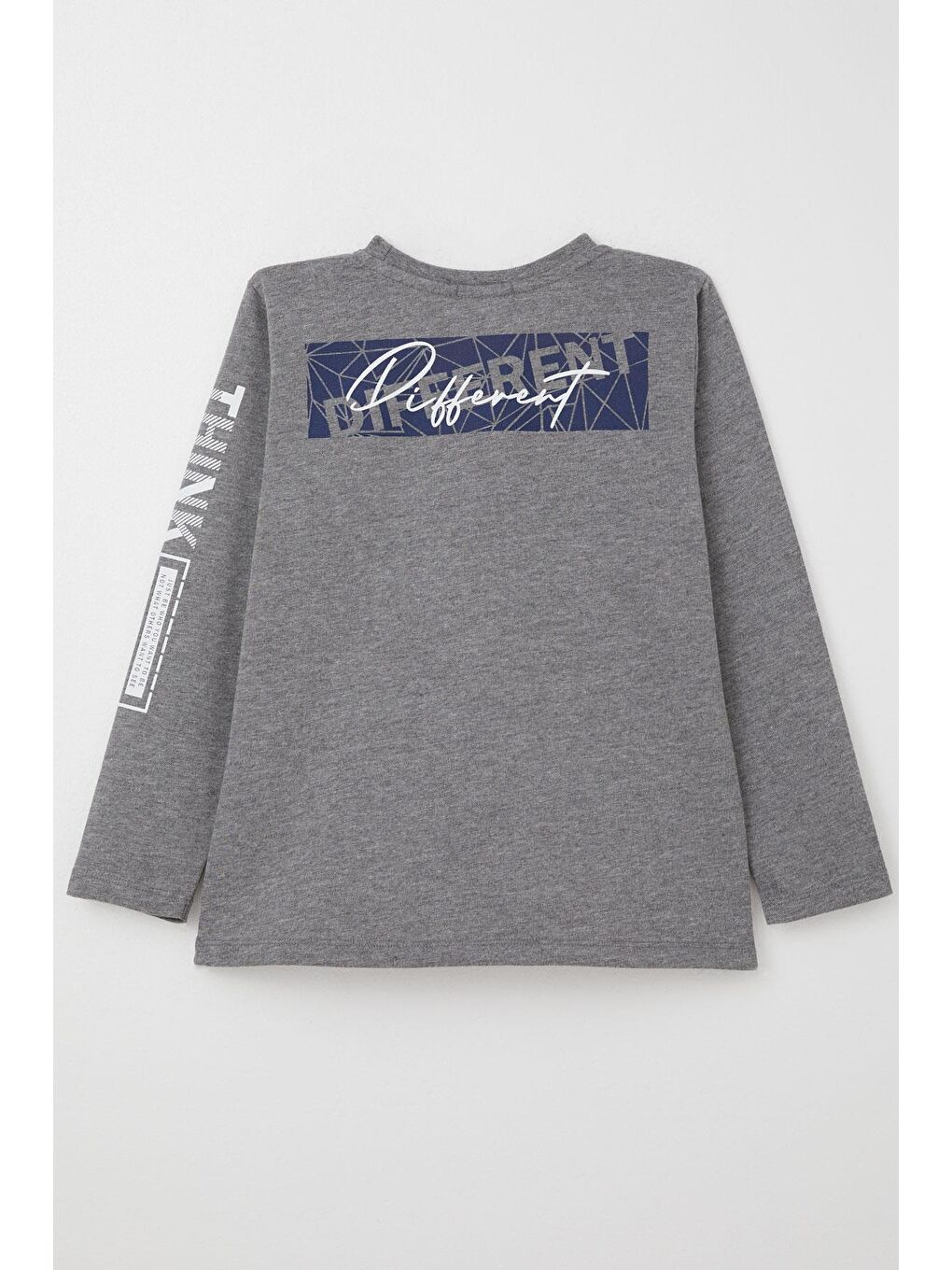 Erkek Çocuk Uzun Kollu Tişört Motivasyon Temalı Sırt Kısmı Baskılı Koyu Gri Melanj (6-12 Yaş)-1