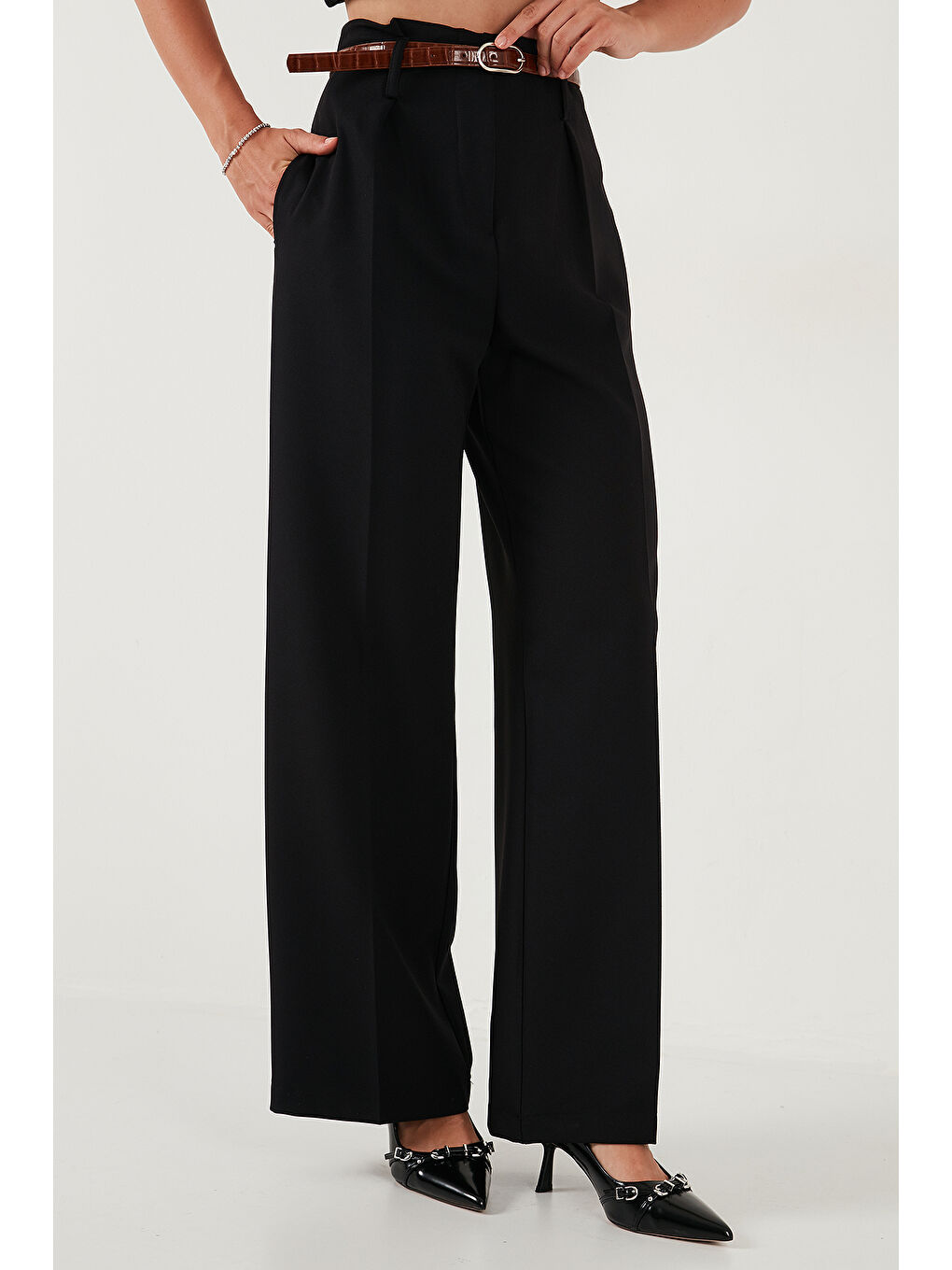 Siyah Wide Leg Yüksek Bel Geniş Paça Palazzo Pantolon 65271262-2