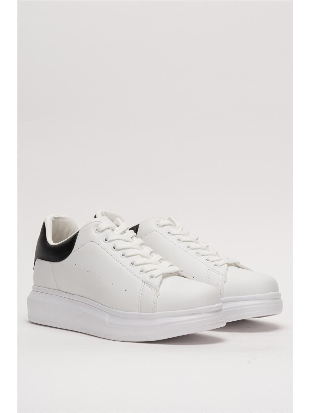 Unisex Yüksek Taban Günlük Spor Sneaker Ayakkabı Beyaz Siyah-2