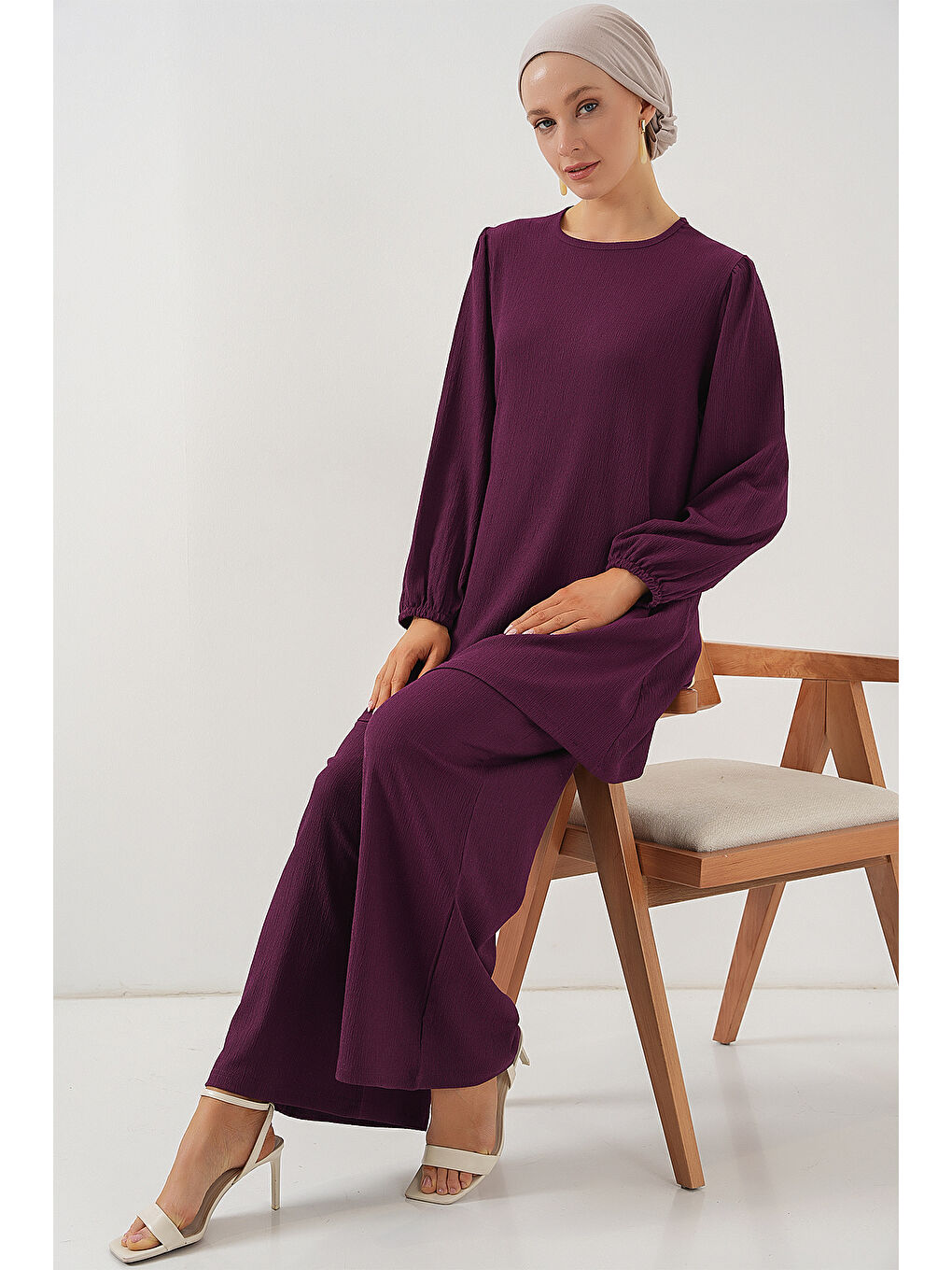 Kadın Tunik Pantolon Alt Üst Takım 6663 - Mor-1