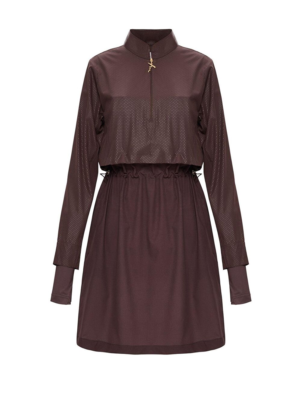 Esila Dokulu Kumaş Kahverengi 5 Parça Tam Tesettür Mayo Takımı 5067-3