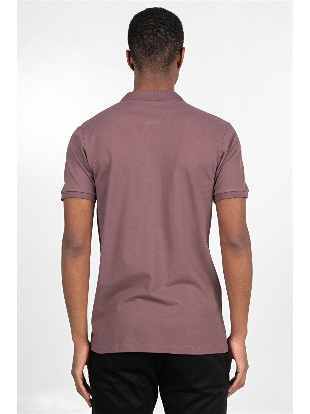 Erkek Slim Fit Dar Kesim %100 Pamuk Düz Pike Kahverengi Polo Yaka Tişört-3