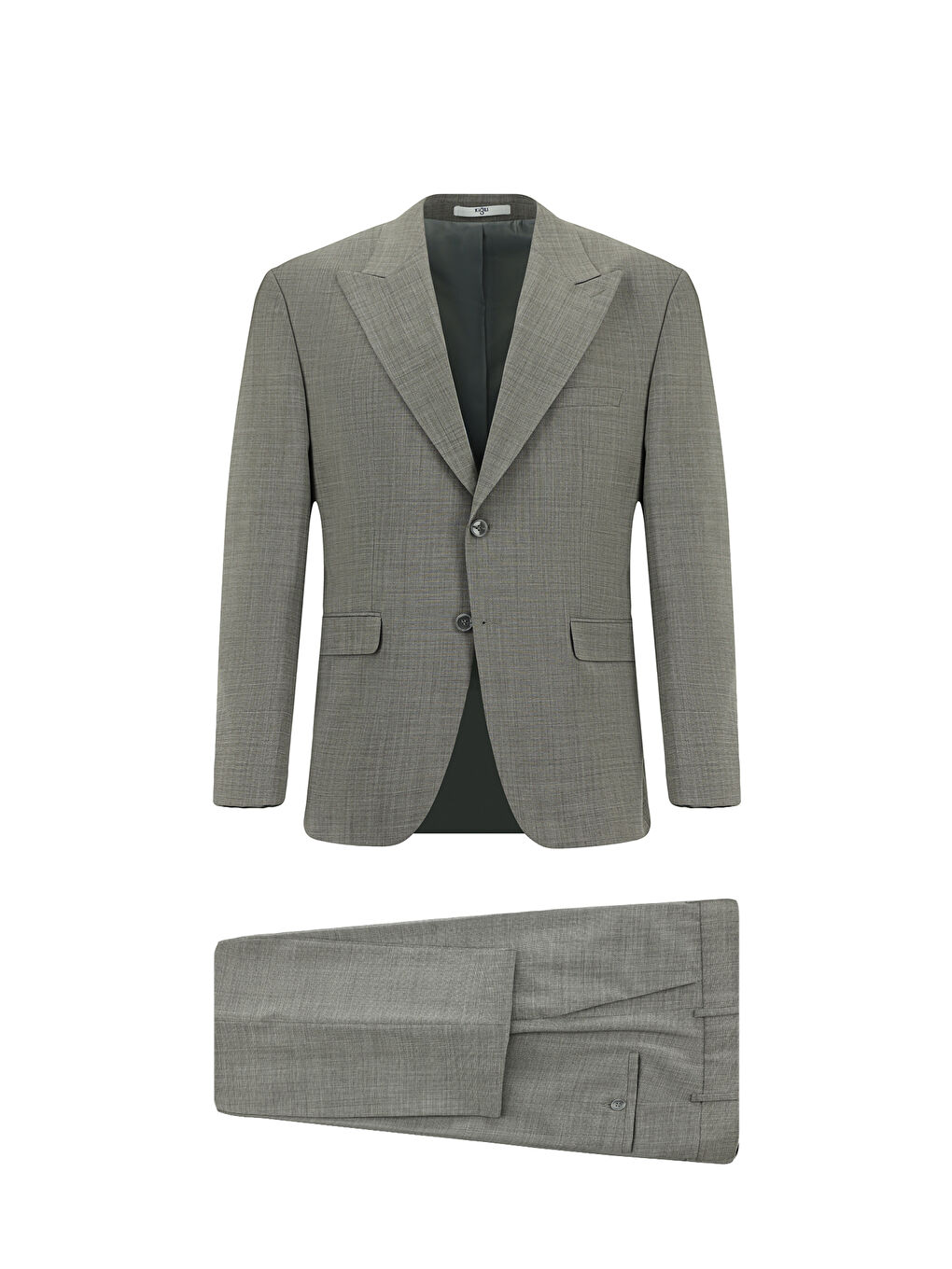 Gri 4 Drop Relaxed Fit Rahat Kesim Yünlü Desenli Takım Elbise