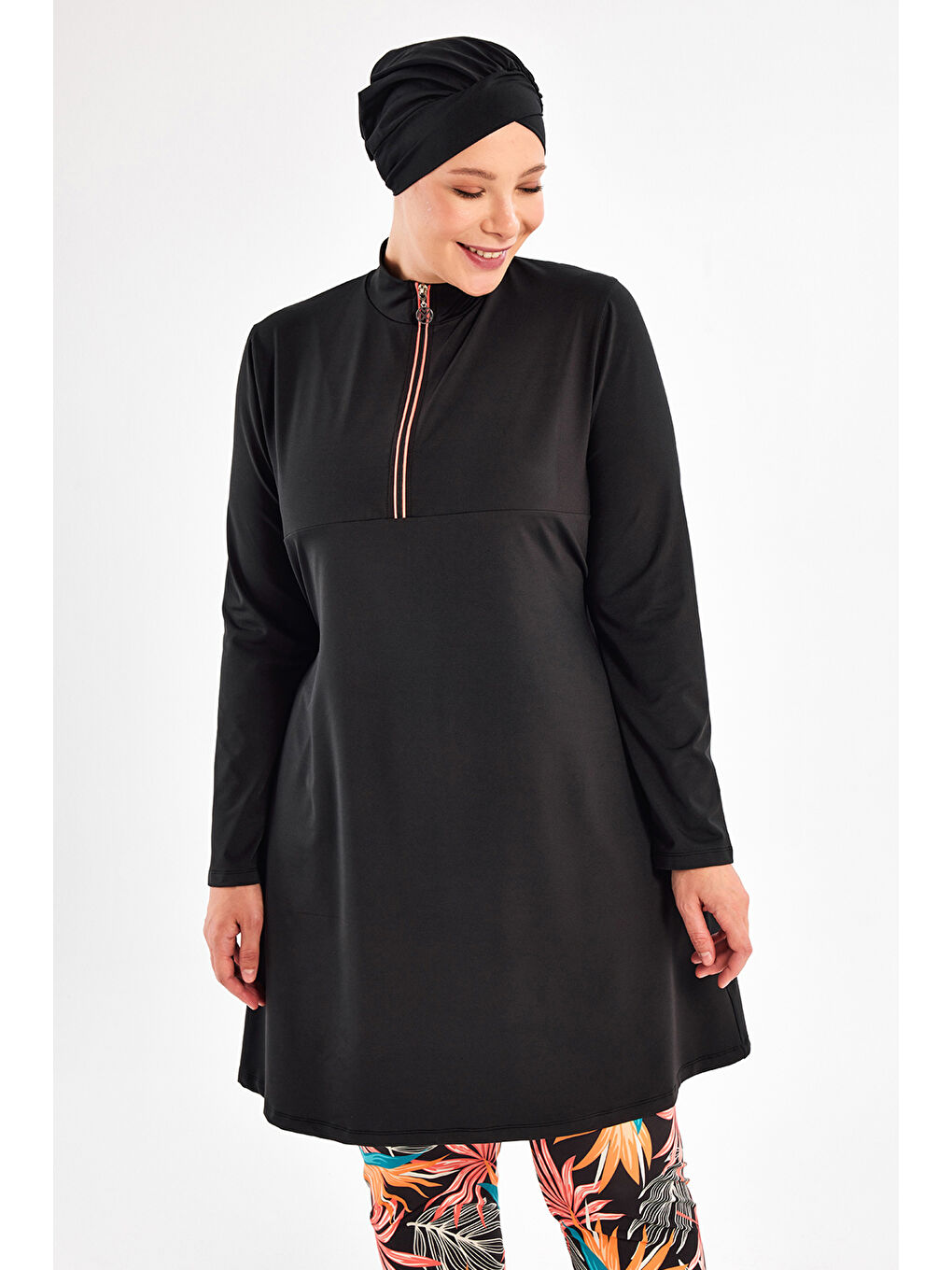 Büyük Beden Elastanlı Tam Kapalı Tesettür Mayo 2801 Siyah-1