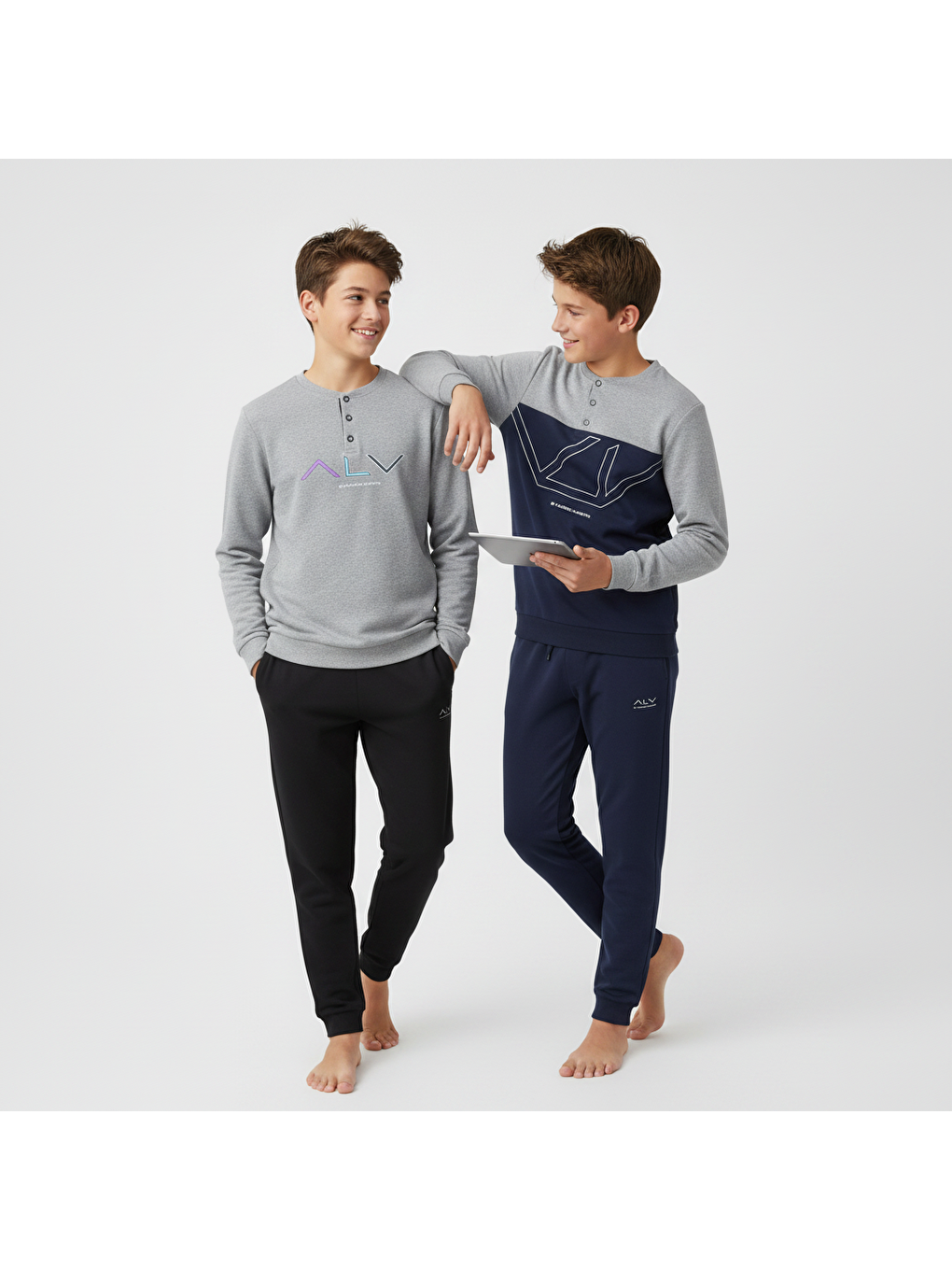 Karışık Genç Erkek Pamuklu 2 Adet 2'Li Pijama Takımı Bb2487-2