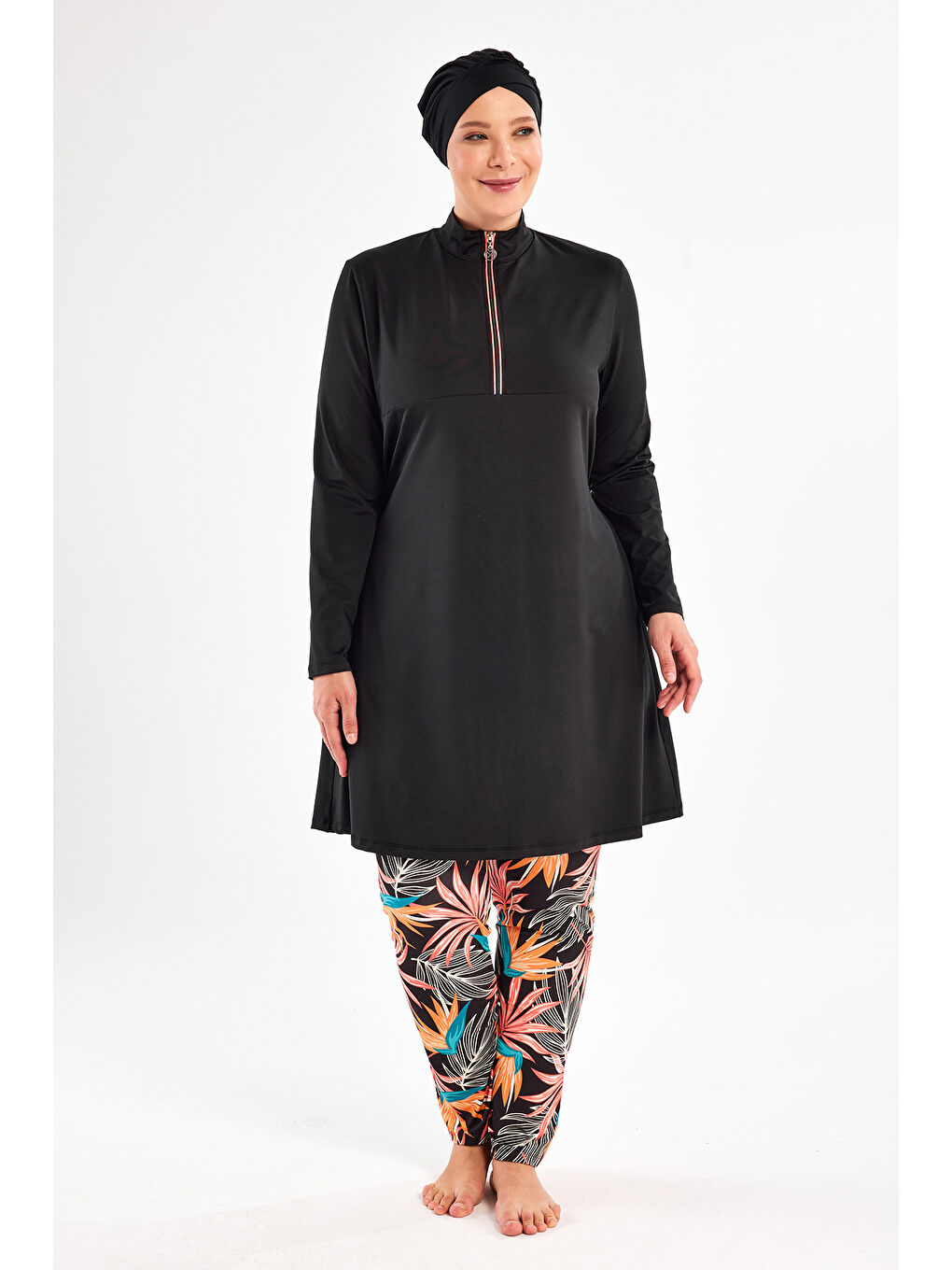 Büyük Beden Elastanlı Tam Kapalı Tesettür Mayo 2801 Siyah-4