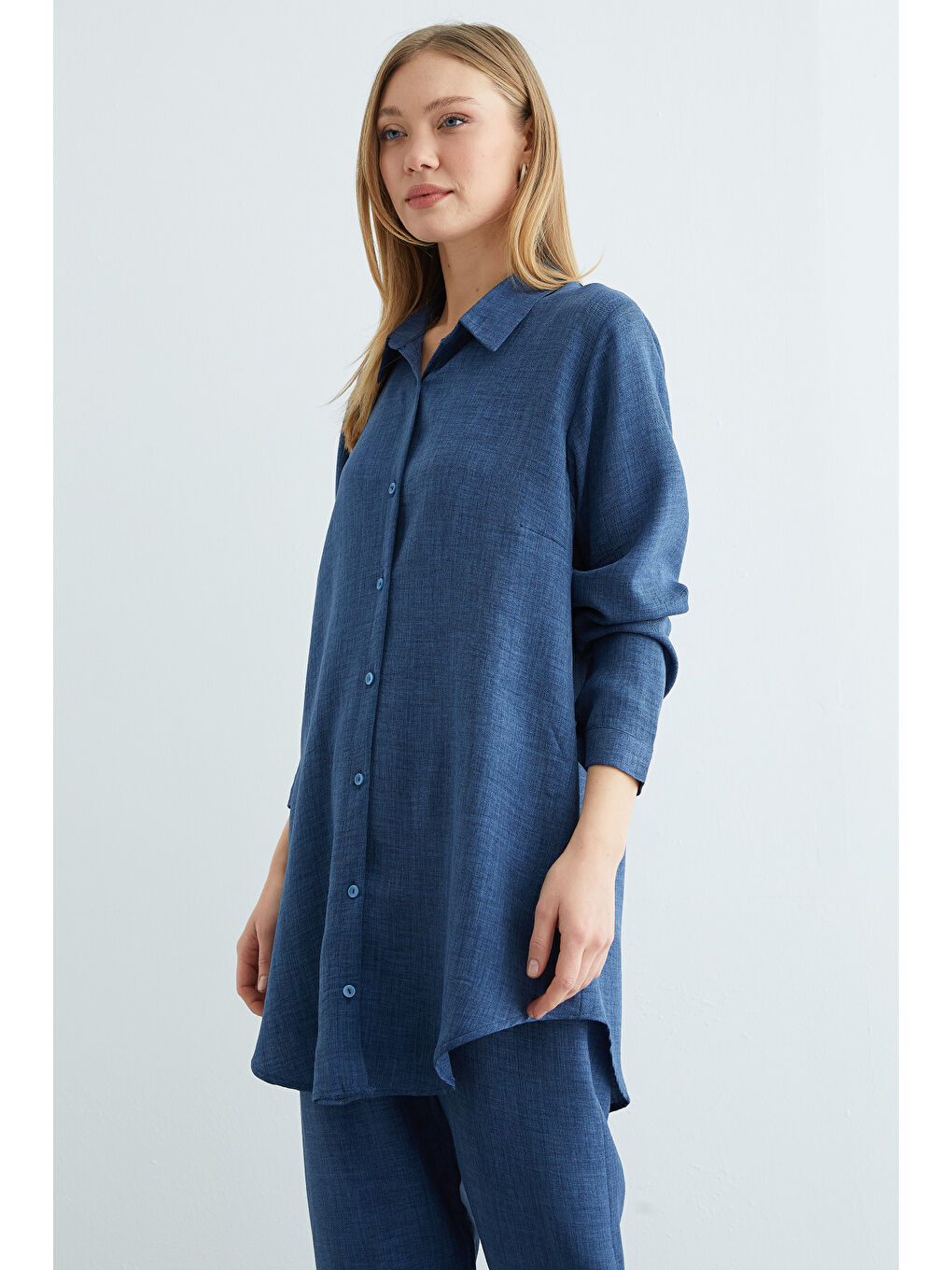 Lacivert Fullamodest Basic Uzun Kollu Büyük Beden Takım-3