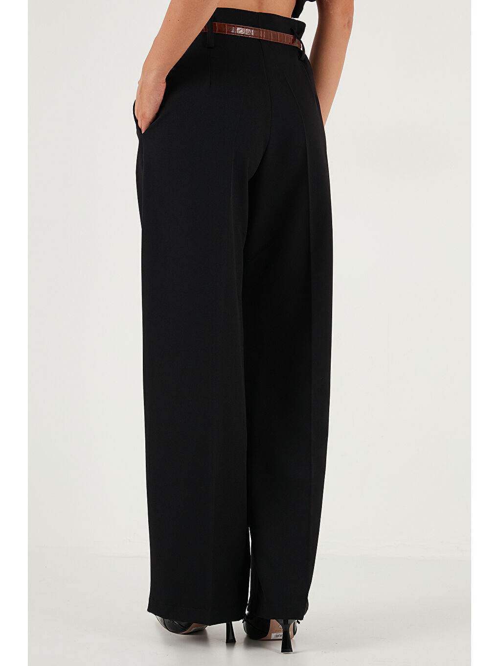 Siyah Wide Leg Yüksek Bel Geniş Paça Palazzo Pantolon 65271262-5