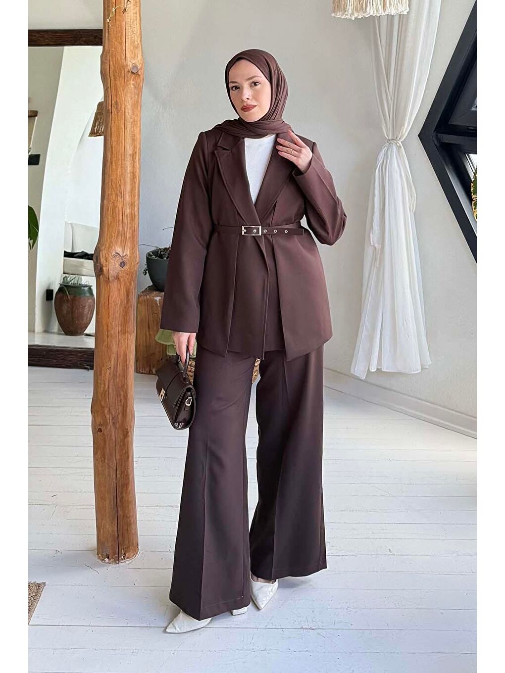 Pensli Ceket-Pantolon İkili Takım Acı Kahverengi