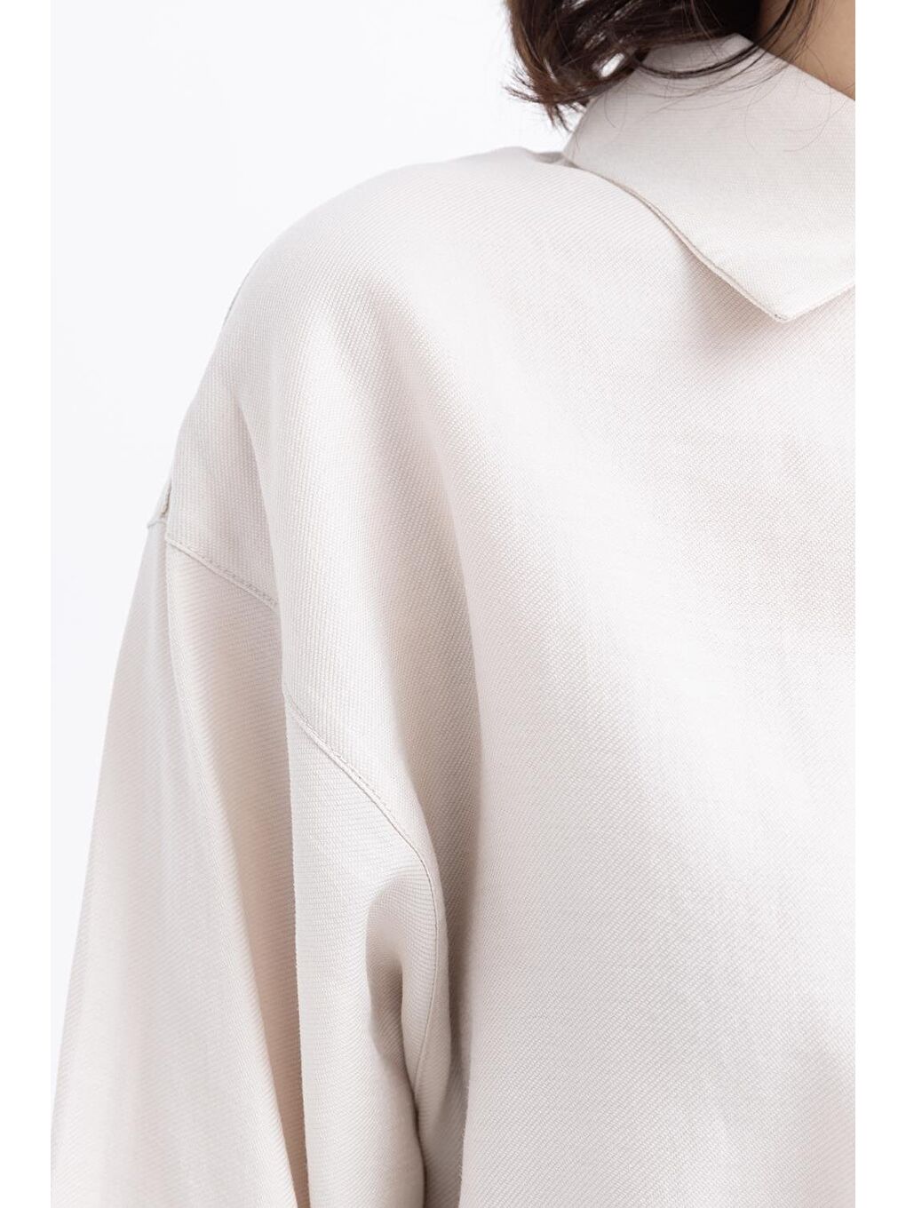 Bej Taş-Yarım Patlı Beli Bağcıklı Tunik-3