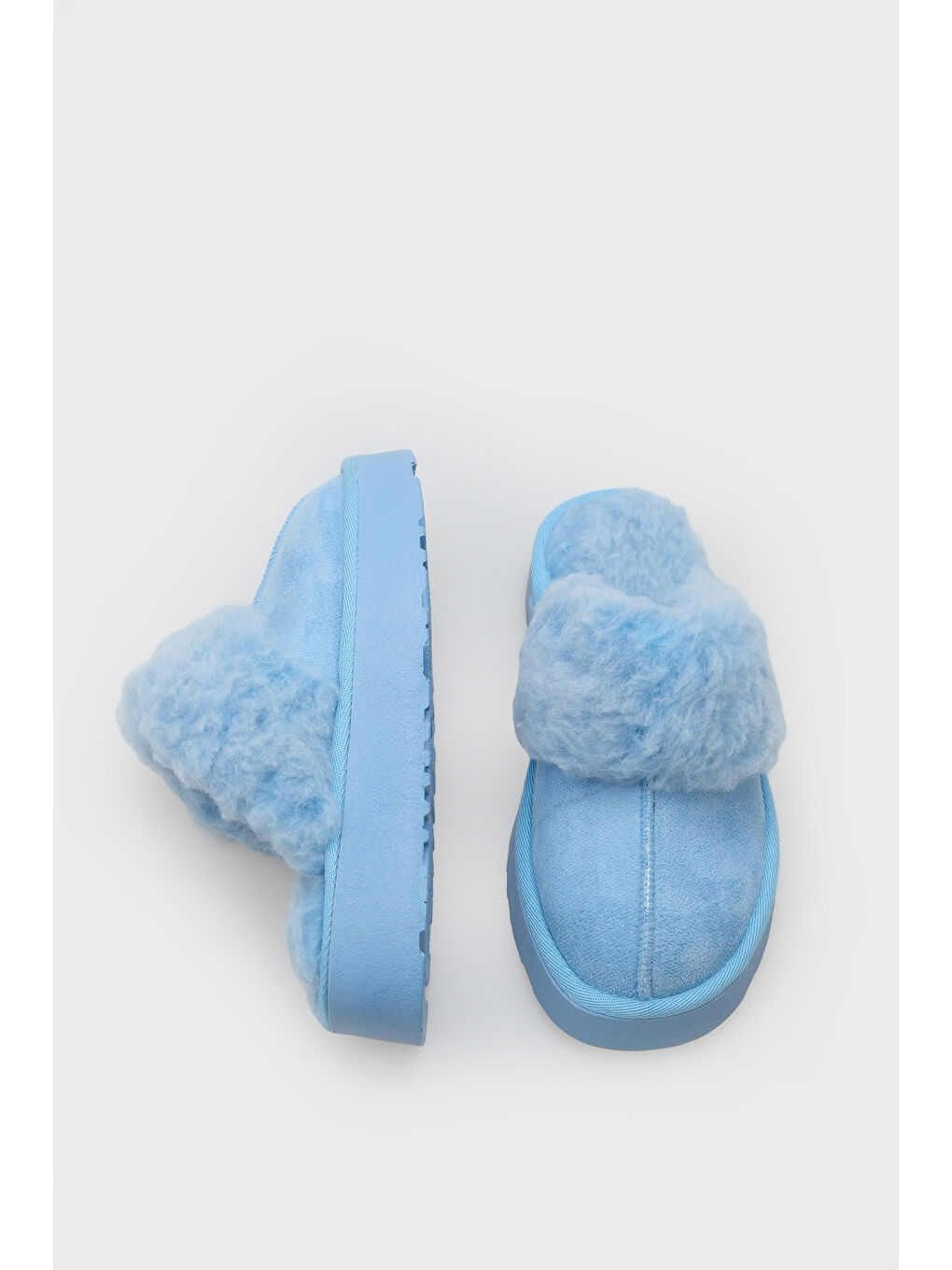 Mavi Florri Tüylü Burnu Kapalı Kadın Terlik-2