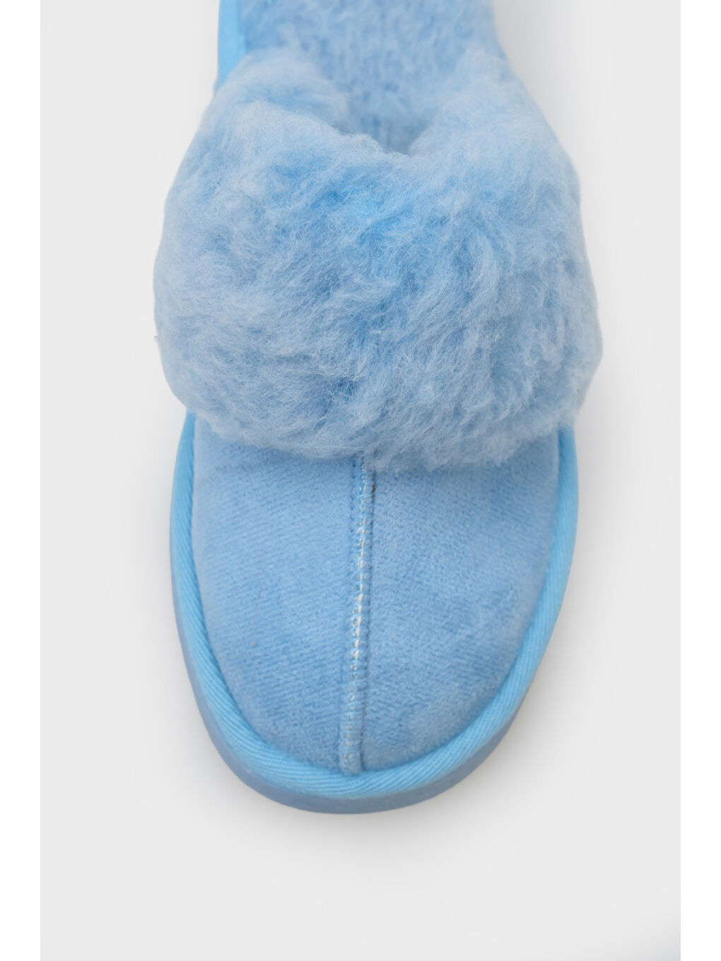 Mavi Florri Tüylü Burnu Kapalı Kadın Terlik-3