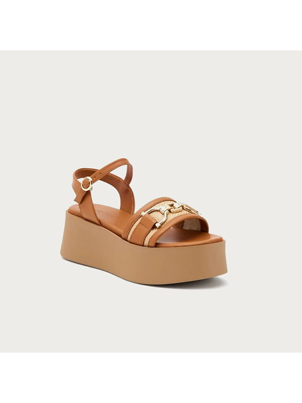 Kahverengi Kadın Sandalet 88I5 RAFIA Leather CAMELwood-1