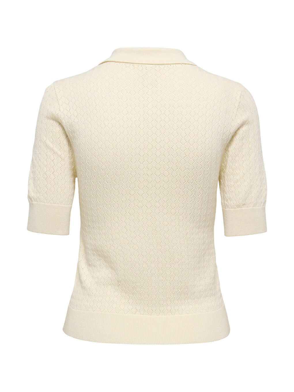 Ekru Onlmeddi Slim Fit Örme Düğmeli Polo Yaka Kadın T Shirt 15363160-2