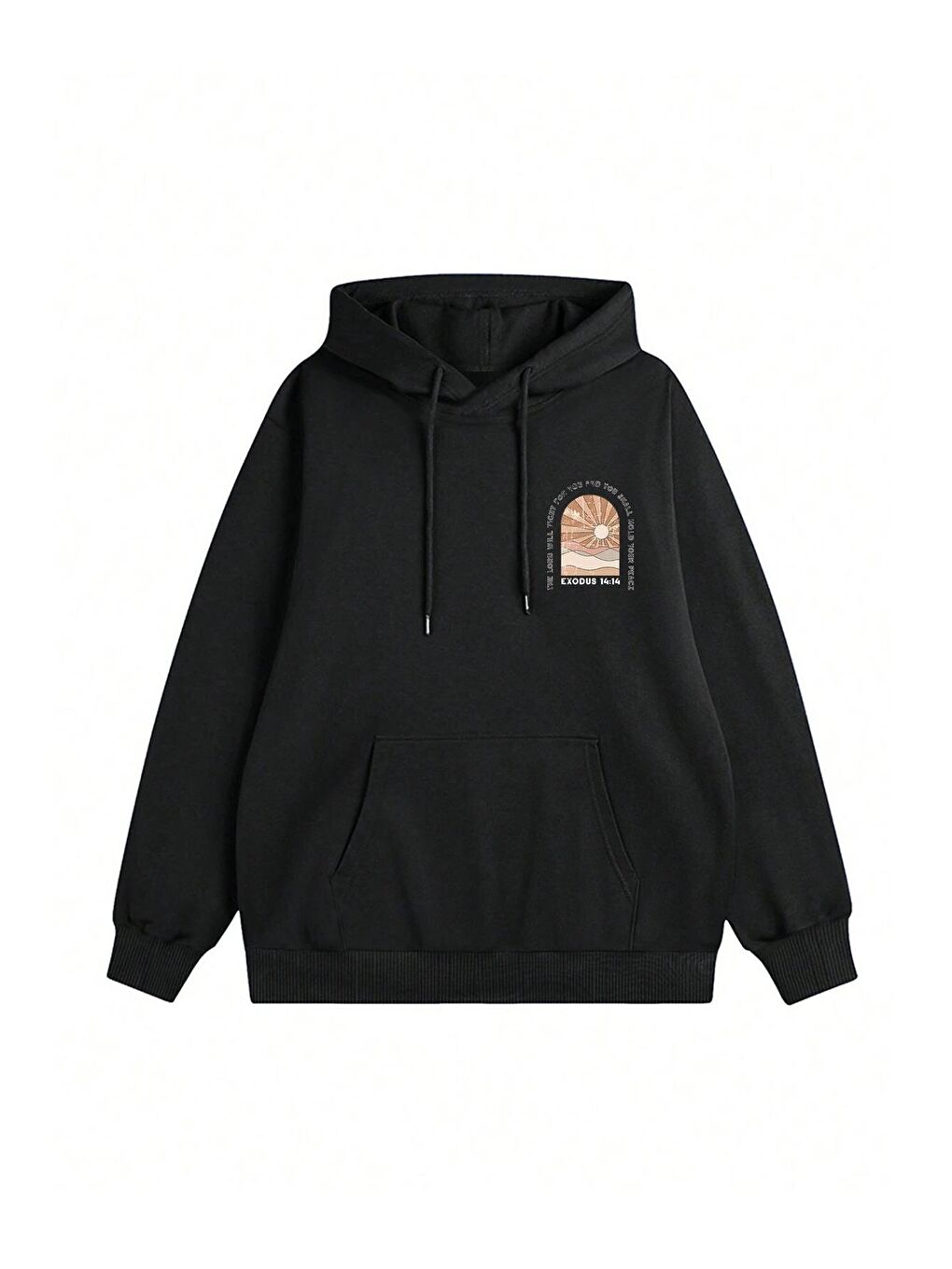 Kadın Siyah Exodus Düz Oversize Kapüşonlu Sweatshirt Hoodie-2