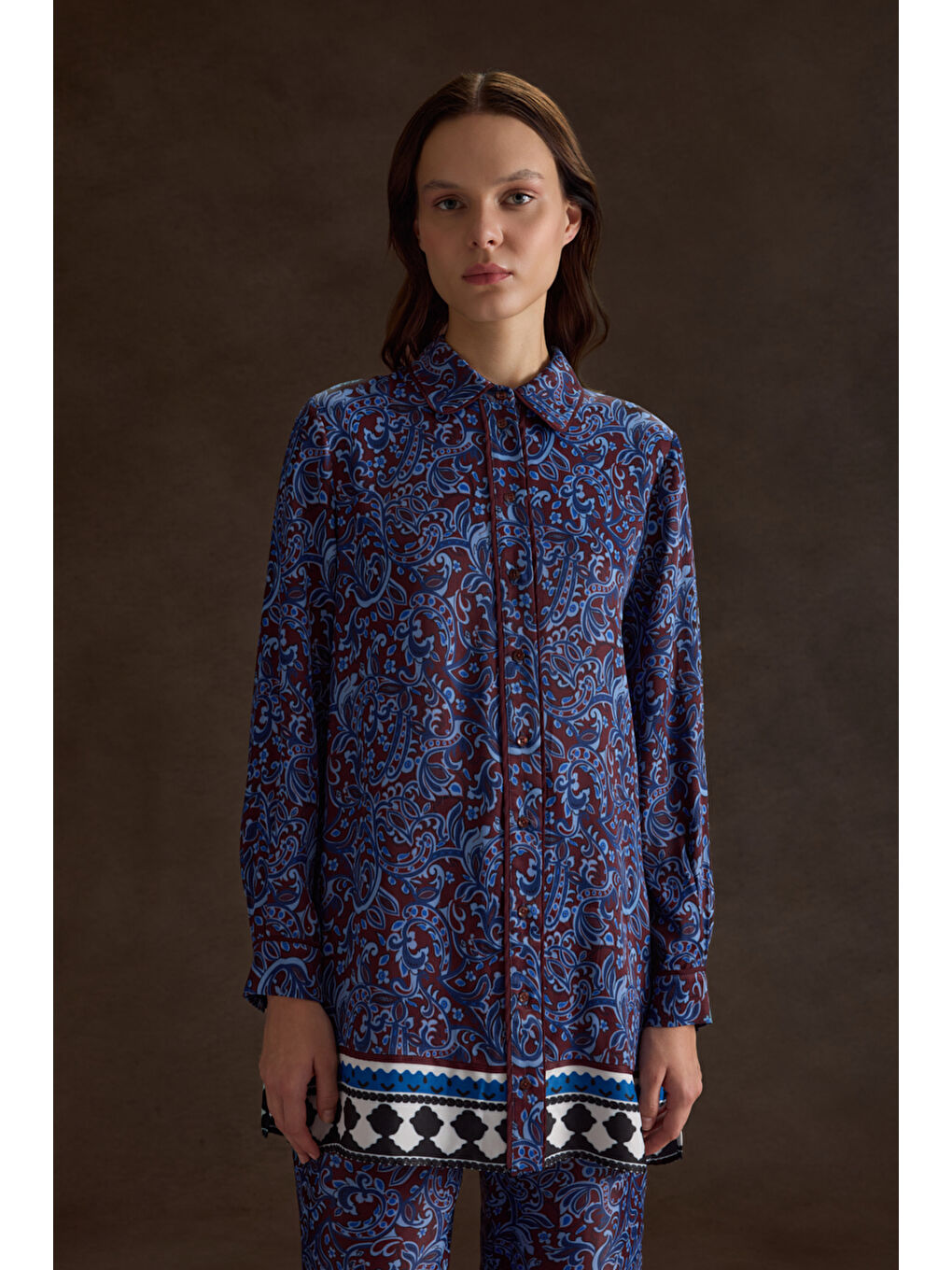 Bordo Desenli Viscon Tunik-1