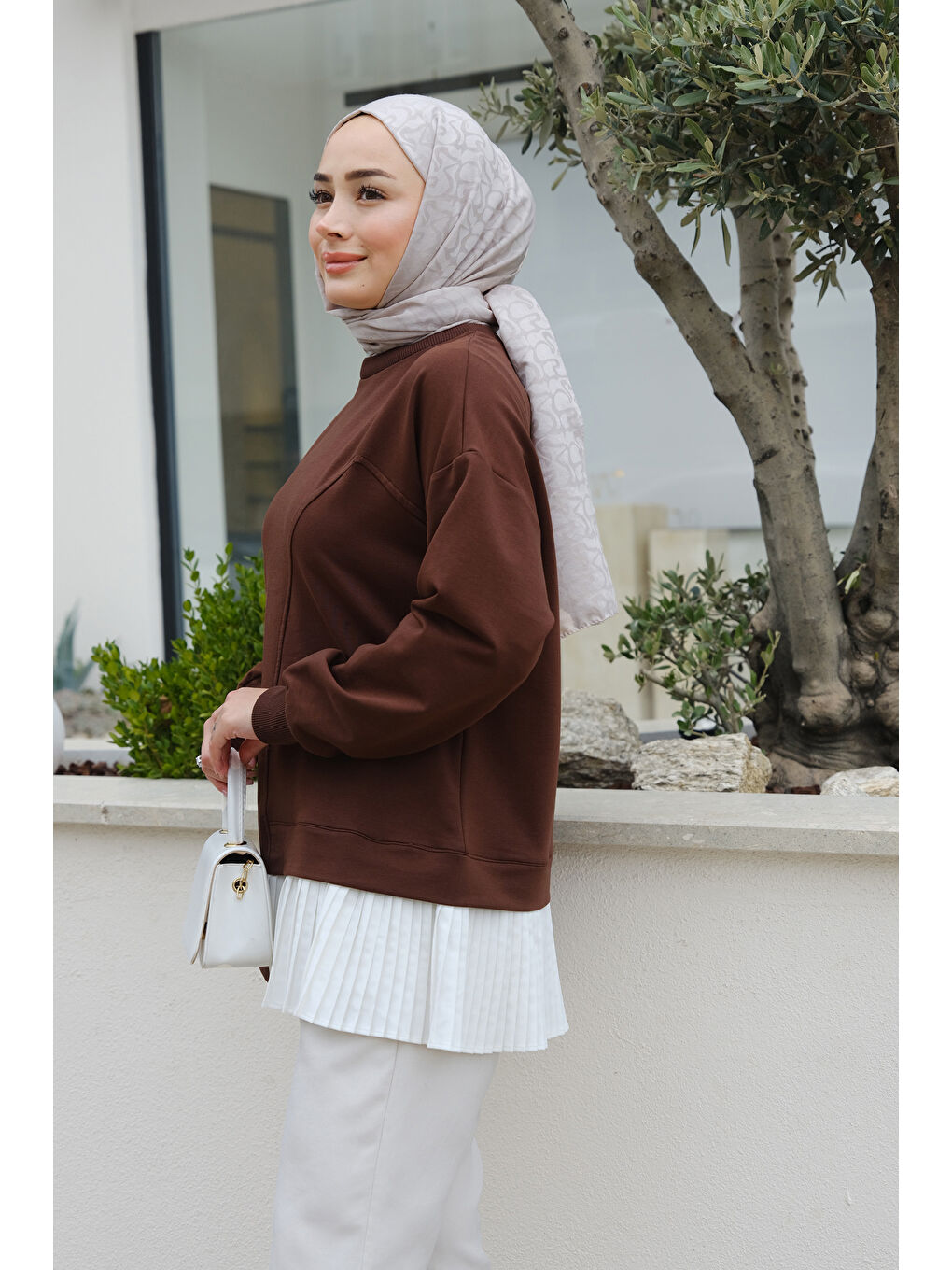 Locco Moda Pilise Detaylı Tunik Kahverengi - 1