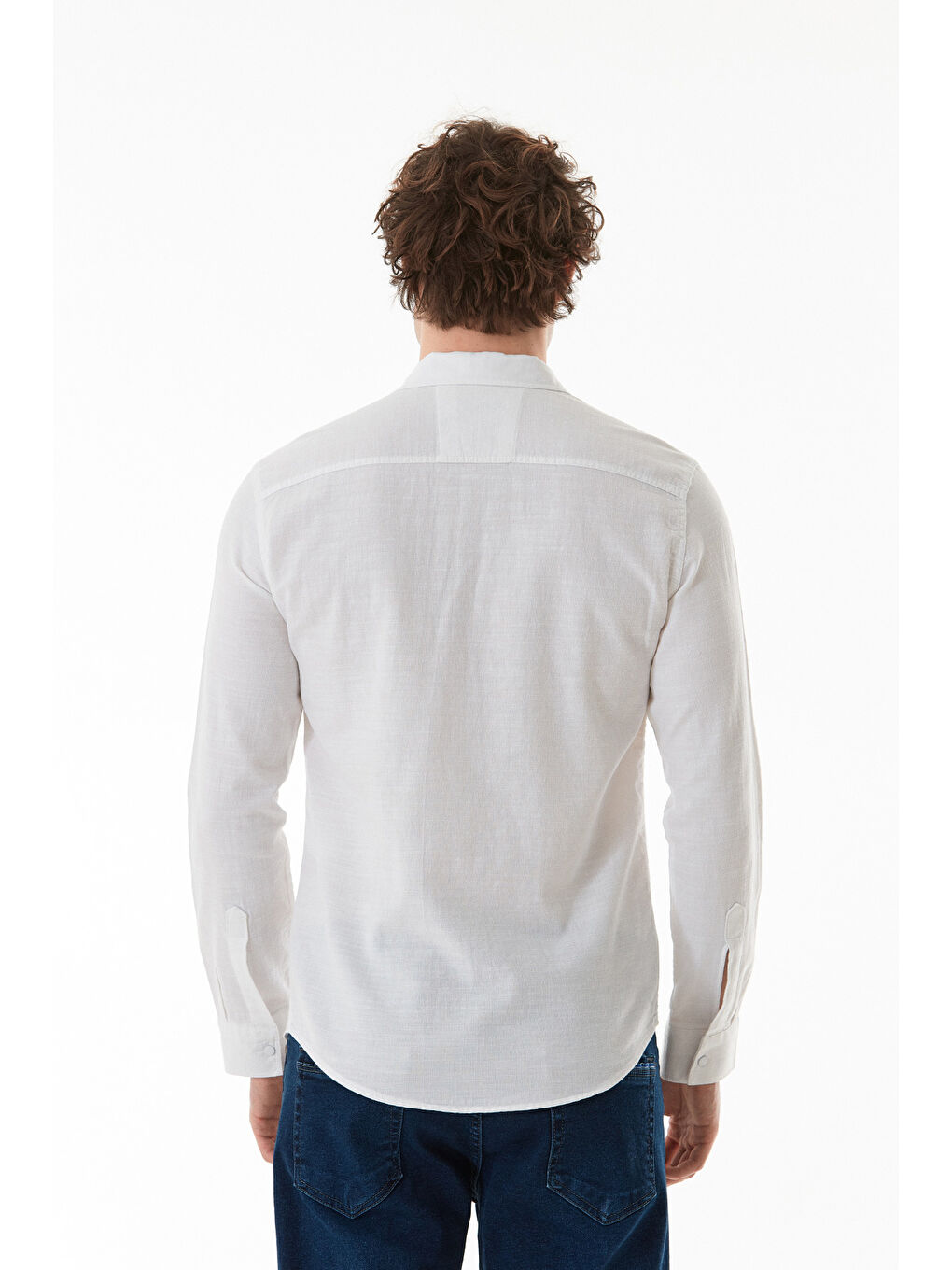 Beyaz Basic Cepli Çıtçıtlı Gömlek-3