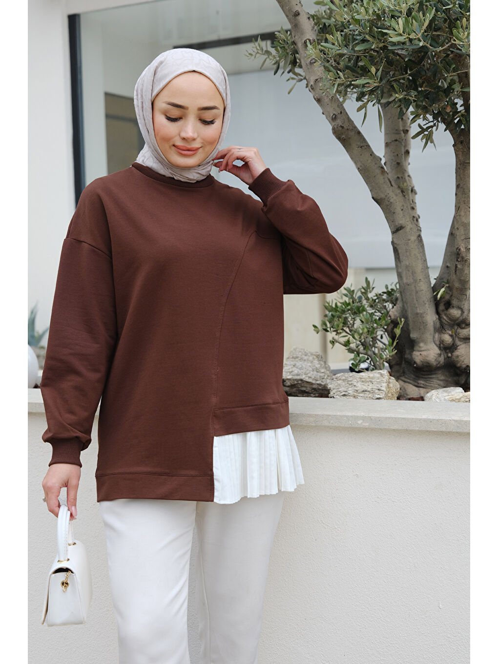 Locco Moda Pilise Detaylı Tunik Kahverengi - 2