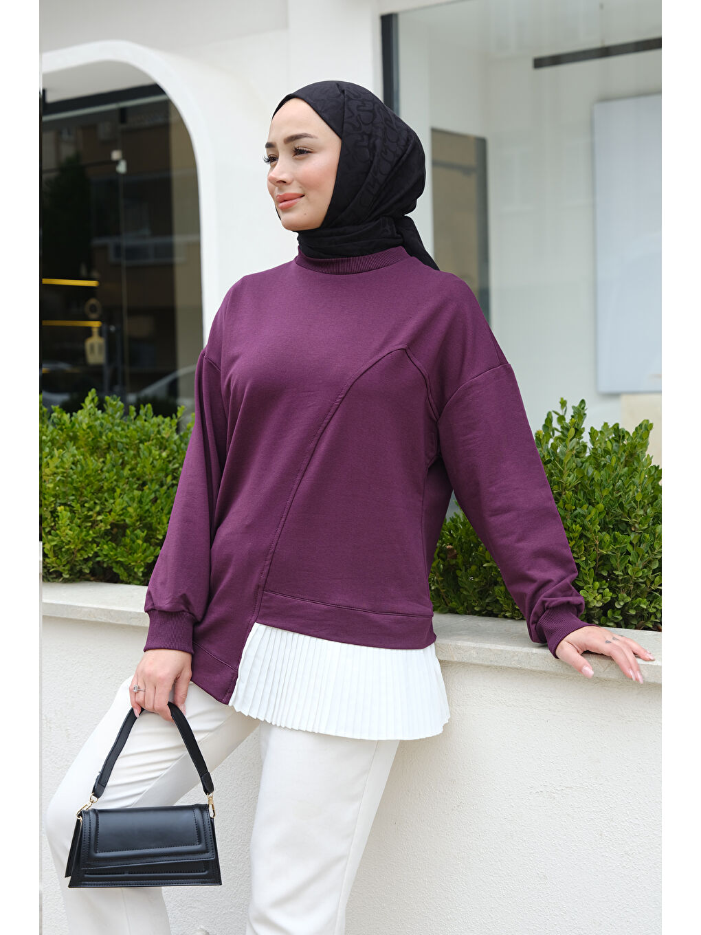 Locco Moda Pilise Detaylı Tunik Mürdüm