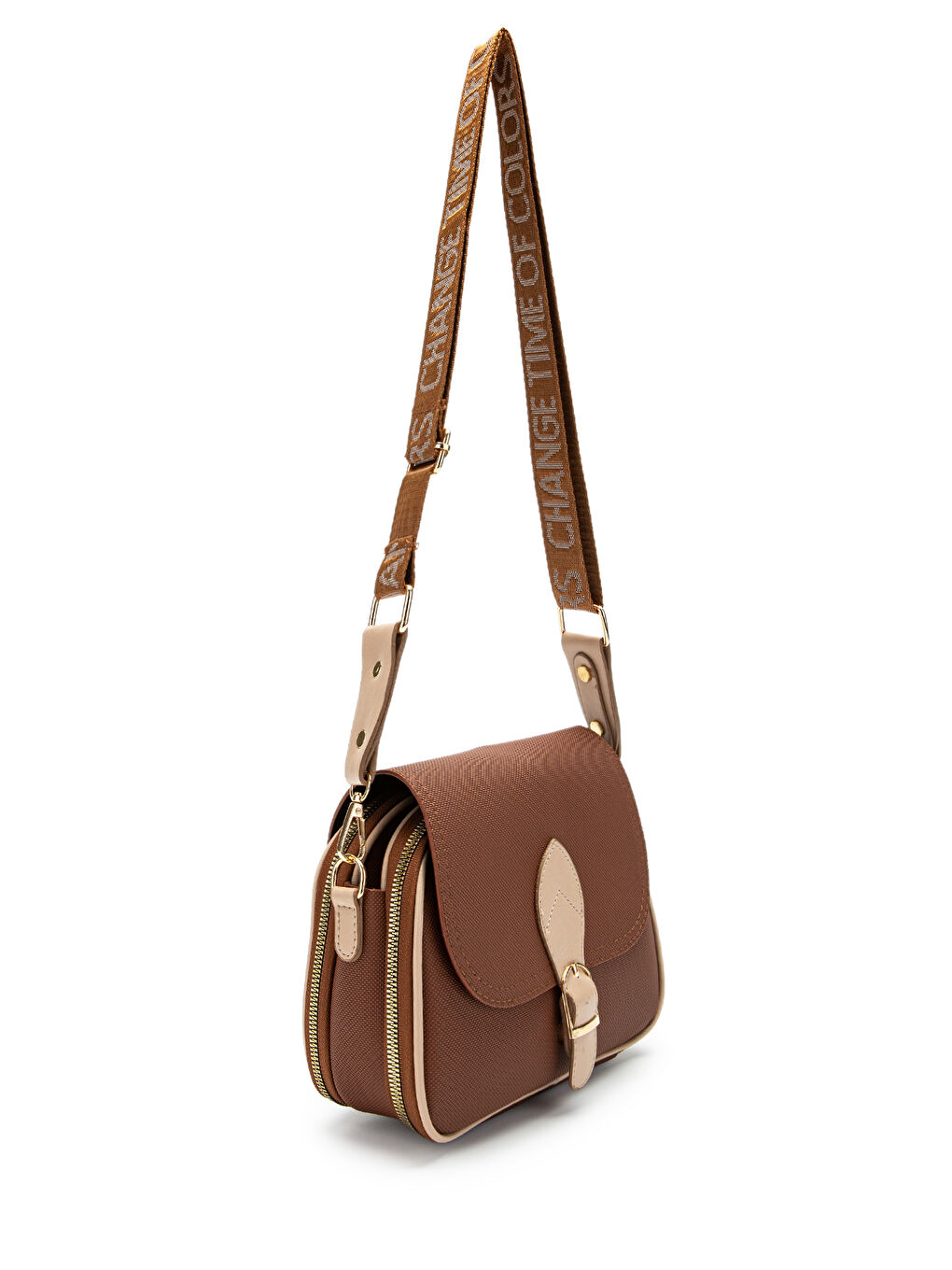 Kahverengi Çok Gözlü Suni Deri Kadın Çapraz Çanta Dave Taba-1